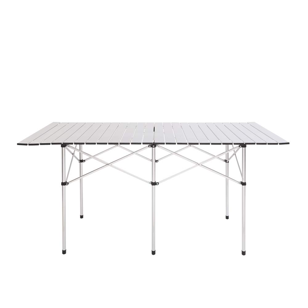 140x70x70cm Foldable Rectangular Camping Table - Portable Outdoor Picnic Table for Camping, Beach, BBQ, Backyard & Tailgating - Lightweight Aluminum Frame with Durable Tabletop