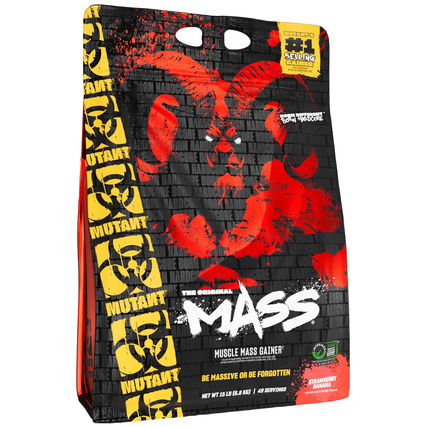 Mutant Mass Weight Gainer Protein Powder - Whey & Casein Protein Blend for Muscle Growth - 15lb Strawberry Banana Flavor - High-Calorie Workout Shakes, Post-Workout Recovery & Meal Replacement Drinks