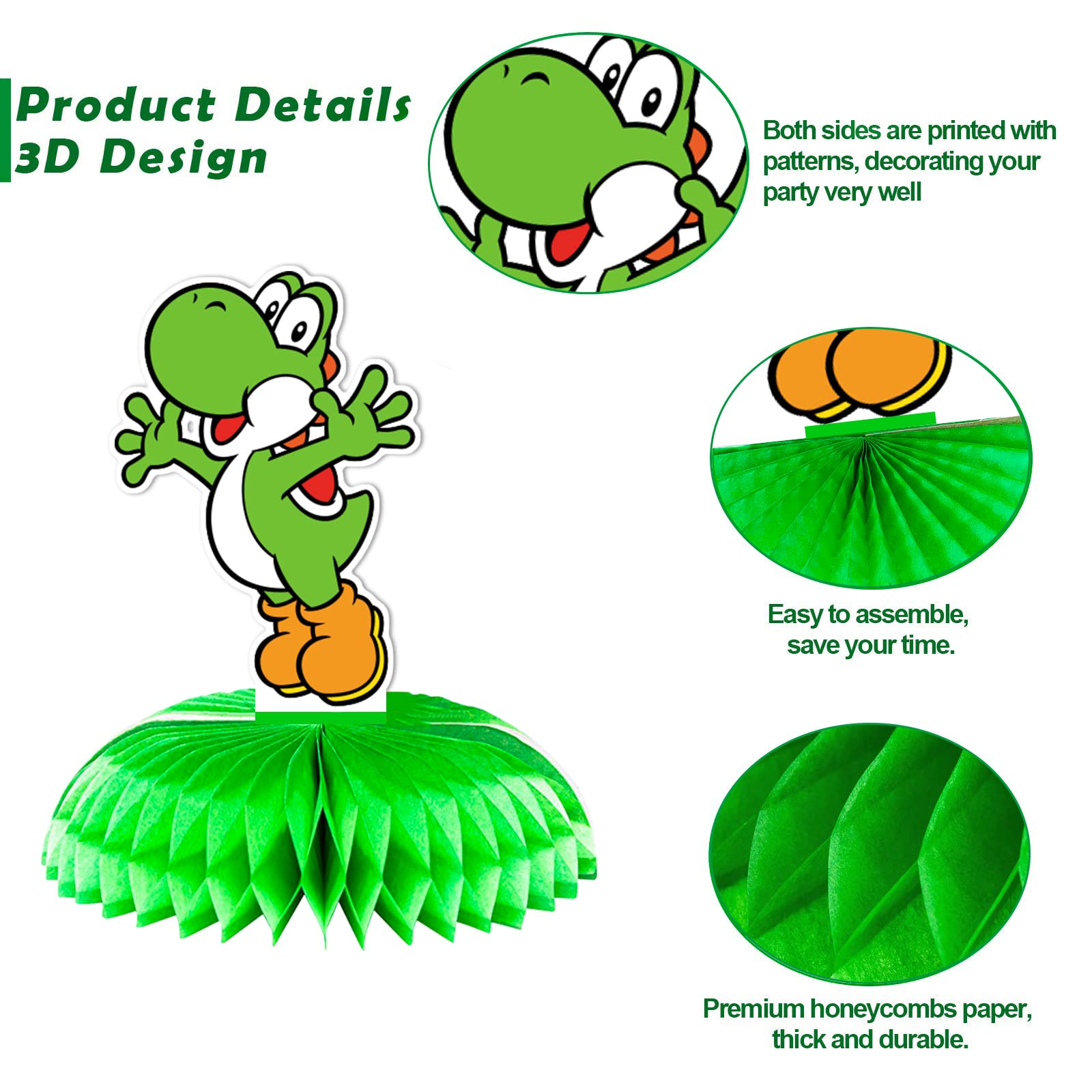 Super Mario Birthday Party Decorations - 7Pcs Double Sided Honeycomb Centerpieces for Mario Themed Party Supplies | Perfect for Kids Birthday, Game Night Decorations & Nintendo Themed Events