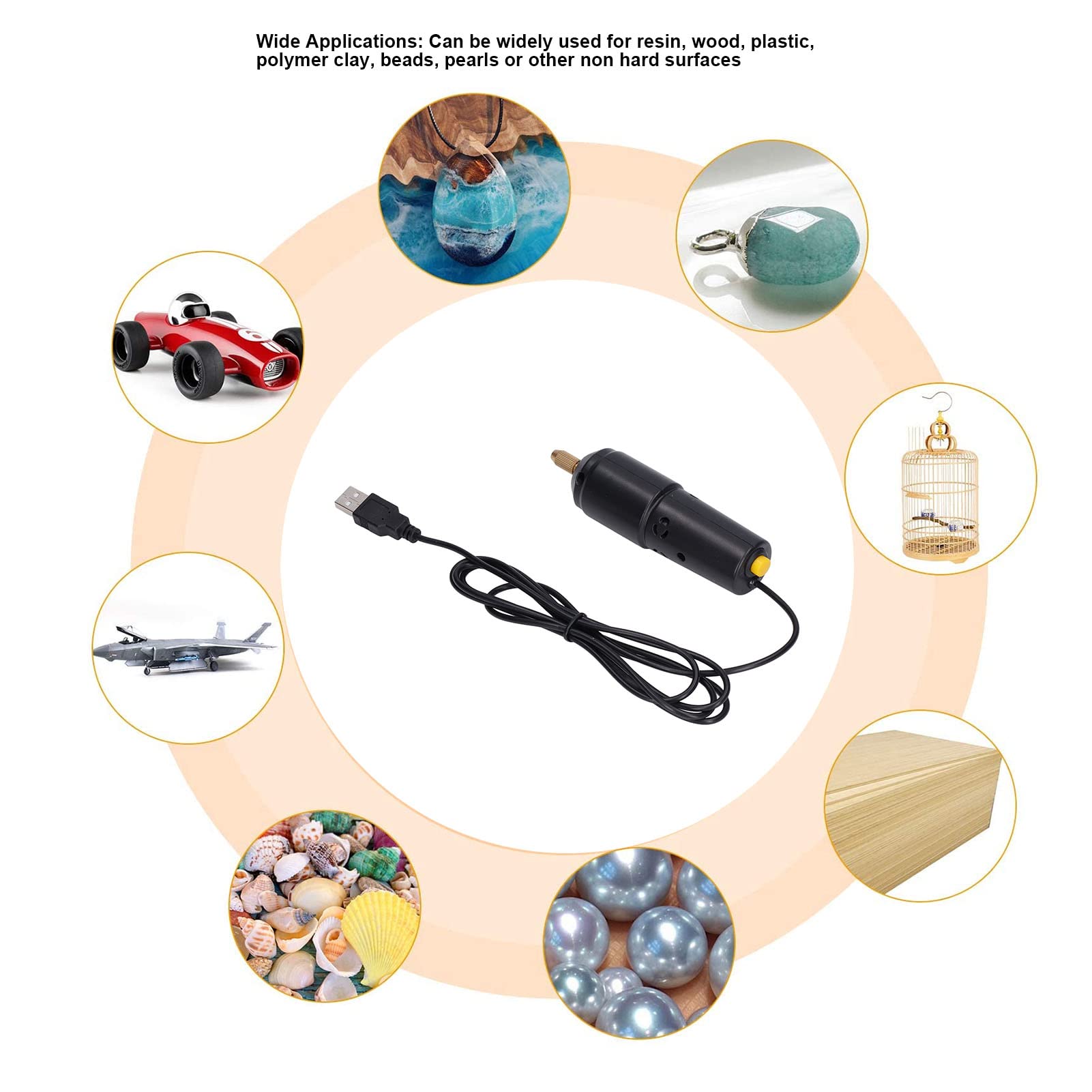 High Speed USB Mini Electric Drill - Micro Hand Drill for Resin Jewelry Making with Steel & ABS Iron Bits (No US Plug Included) | Perfect for DIY Crafts, Woodworking & Small Repair Projects