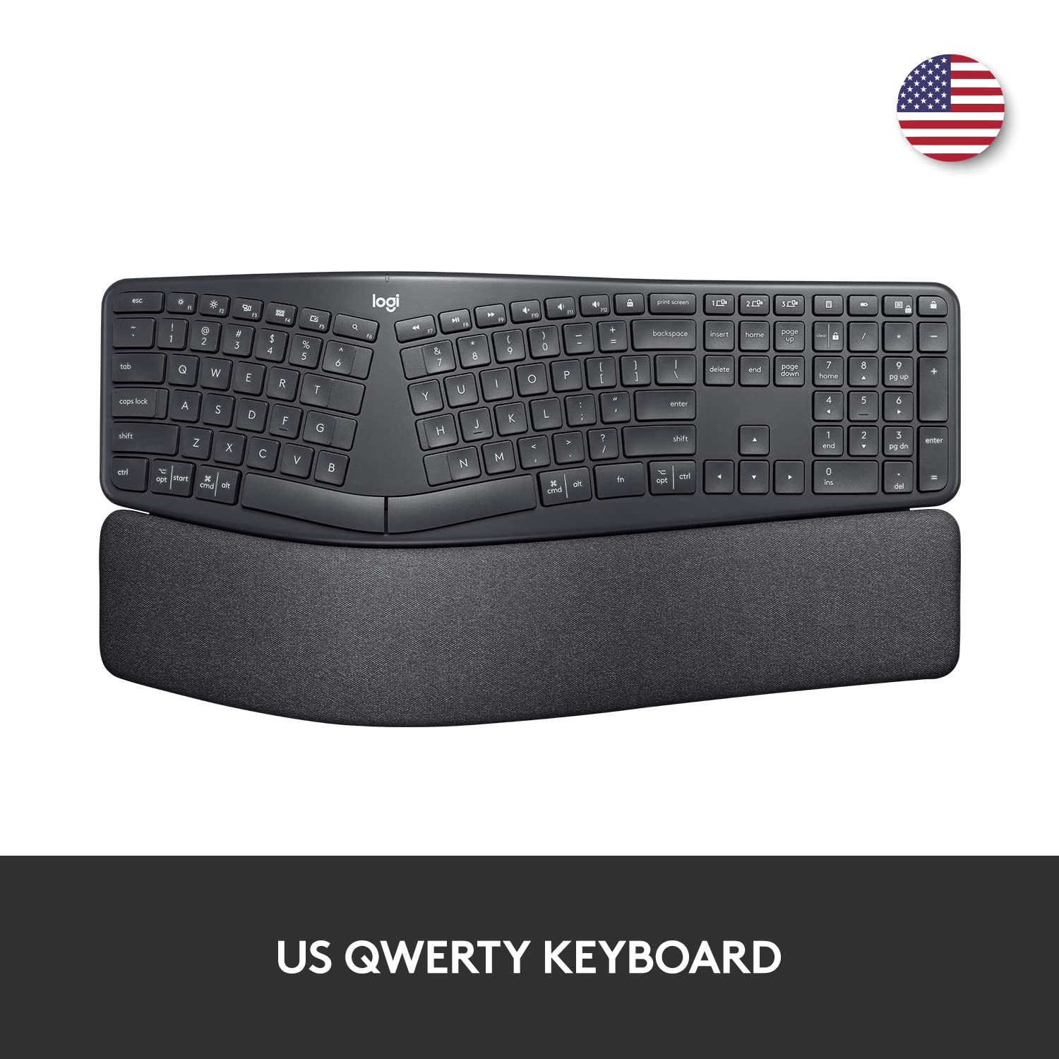 Logitech ERGO K860 Wireless Ergonomic Keyboard & Lift Vertical Mouse - Bluetooth/USB Receiver, Quiet Clicks, 4-Button Design (Graphite) - Perfect for Office Work, Programming & Long Typing Sessions