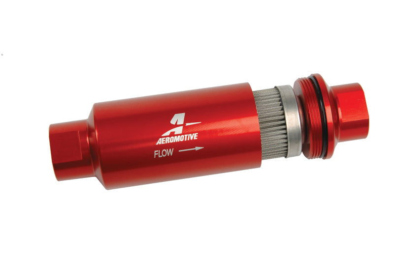 Aeromotive AN 10 Inline Fuel Filter - 100 Micron Stainless Steel Element for High Performance Racing & Automotive Fuel Systems