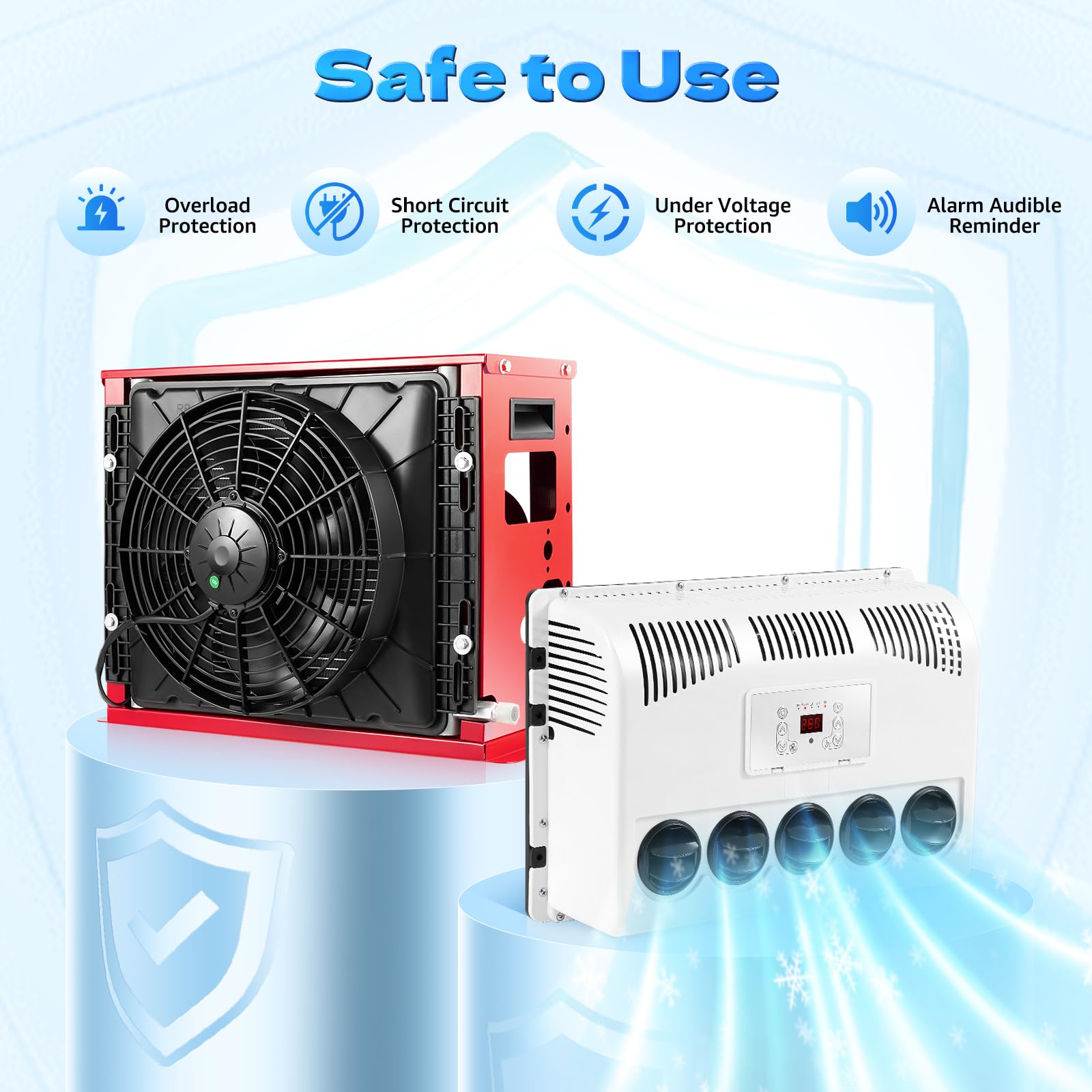 12V 11000 BTU Truck Cab Split Air Conditioner - Fast Cooling RV AC Unit with Digital Display for Semi Trucks, Buses & Caravans | Perfect for Long-Haul Drivers & Road Trips