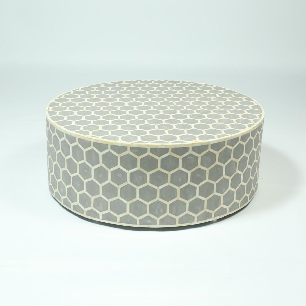 Handmade Grey Bone Inlay Concrete Coffee Table with Honeycomb Design - Perfect for Living Room, Lounge & Modern Home Decor