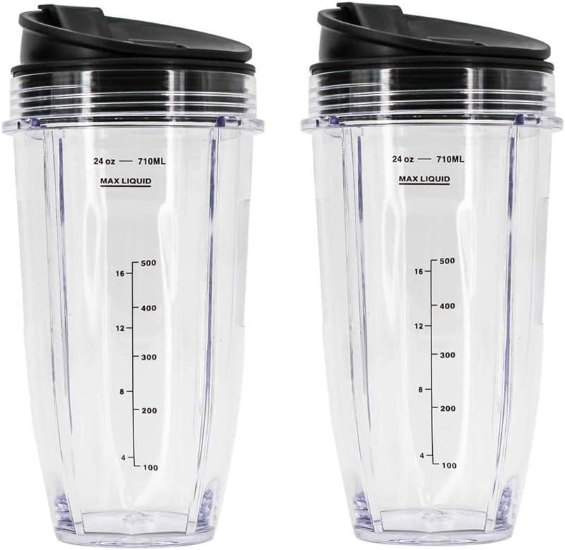 2 Pack 24OZ Blender Replacement Cups with Sip & Seal Lids - Compatible with Nutri Ninja Auto-iQ 900W/1000W Series and Duo Blenders - BPA-Free Leakproof Blending Containers for Smoothies, Protein Shakes & Meal Prep