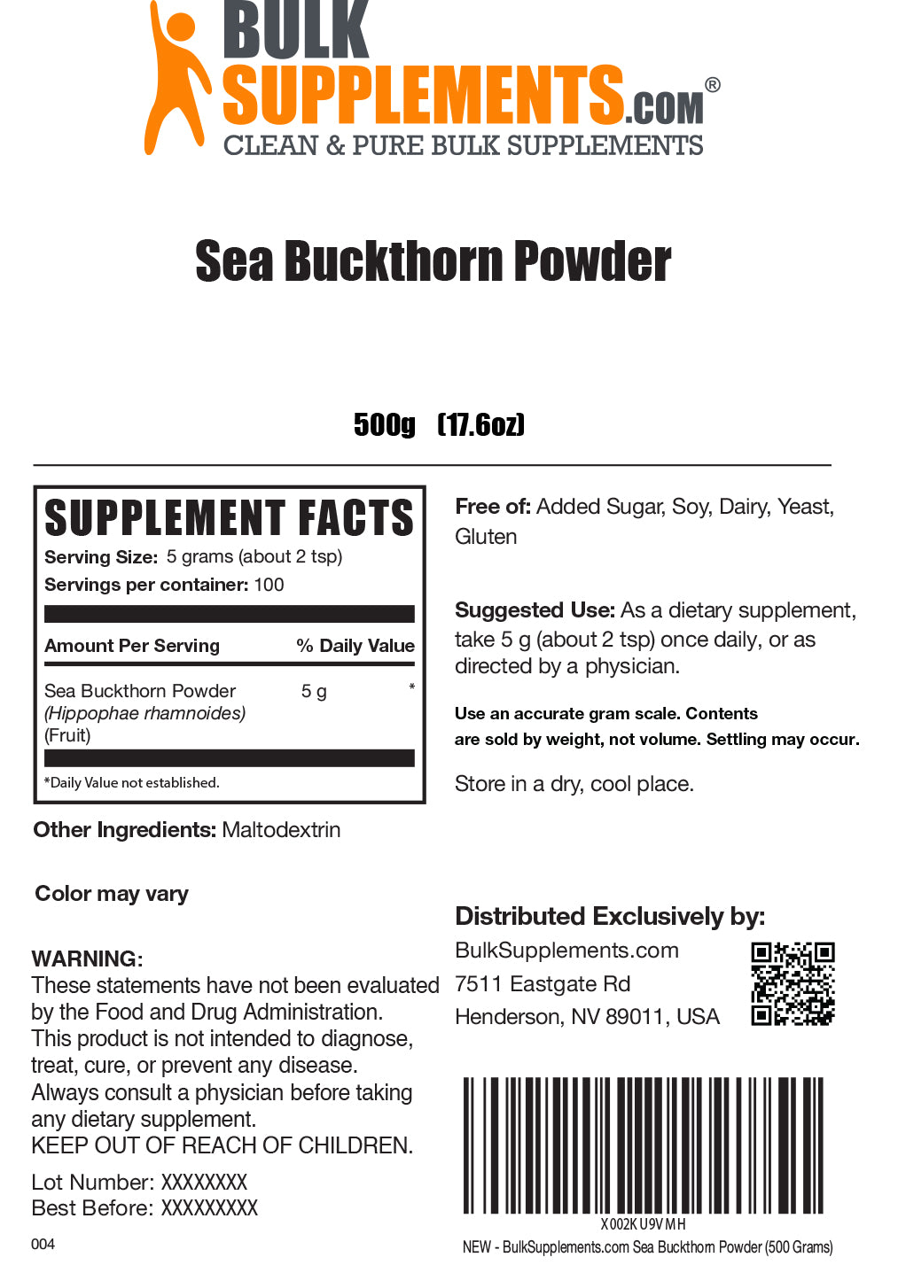 Organic Sea Buckthorn Powder - 100% Pure & Natural Superfood for Immunity, Skin & Digestion | Rich in Antioxidants & Vitamin C | Perfect for Smoothies, Teas & Healthy Recipes
