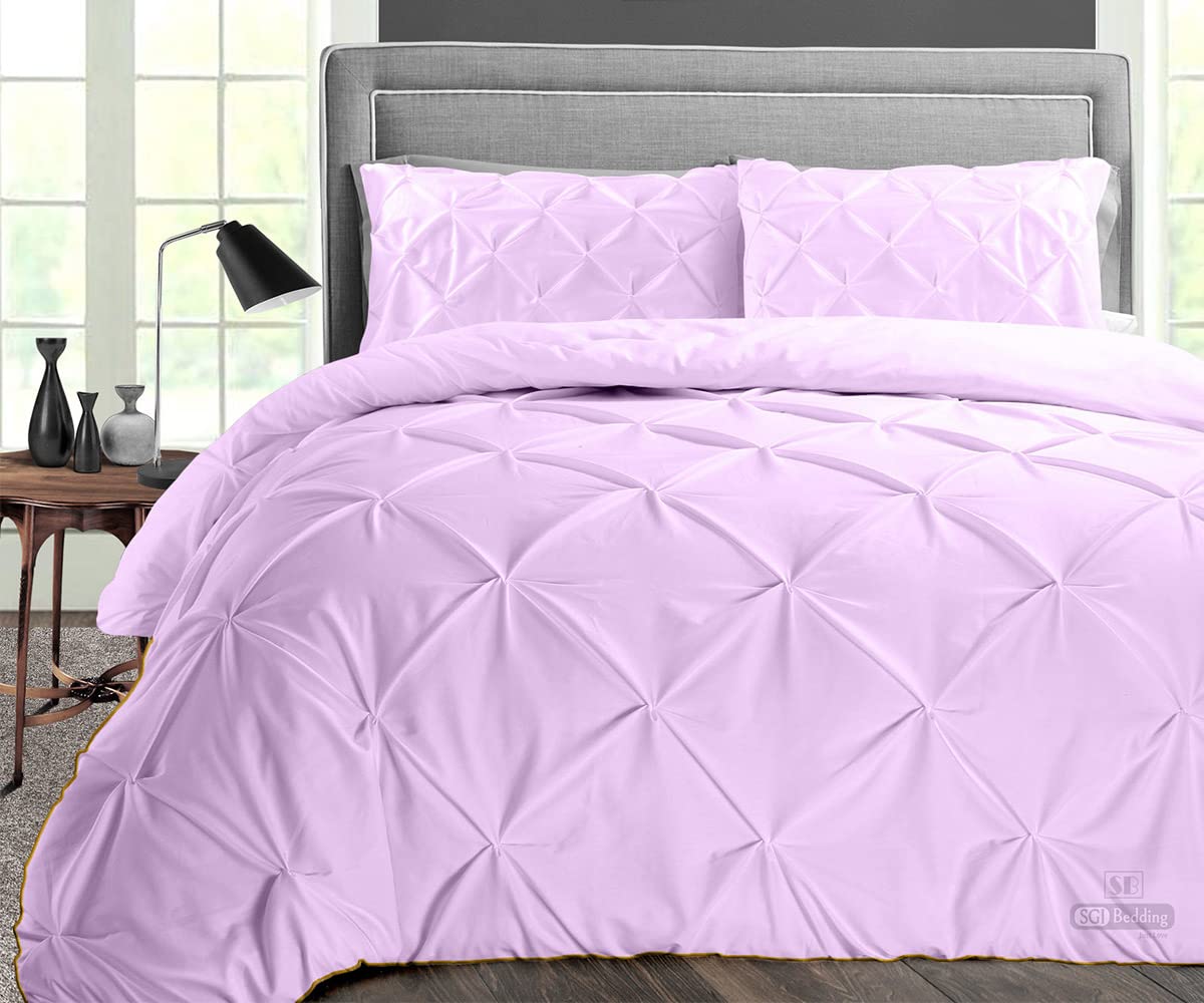 King Size 300 GSM Plush Siliconized Microfiber Comforter Set - Lilac Pinch Duvet Insert with Box Stitching & Premium Piping + Matching Pillowcases | Ultra Soft & Fluffy for Bedroom Luxury | Perfect for Master Bedroom, Guest Room & Cozy Winter Nights