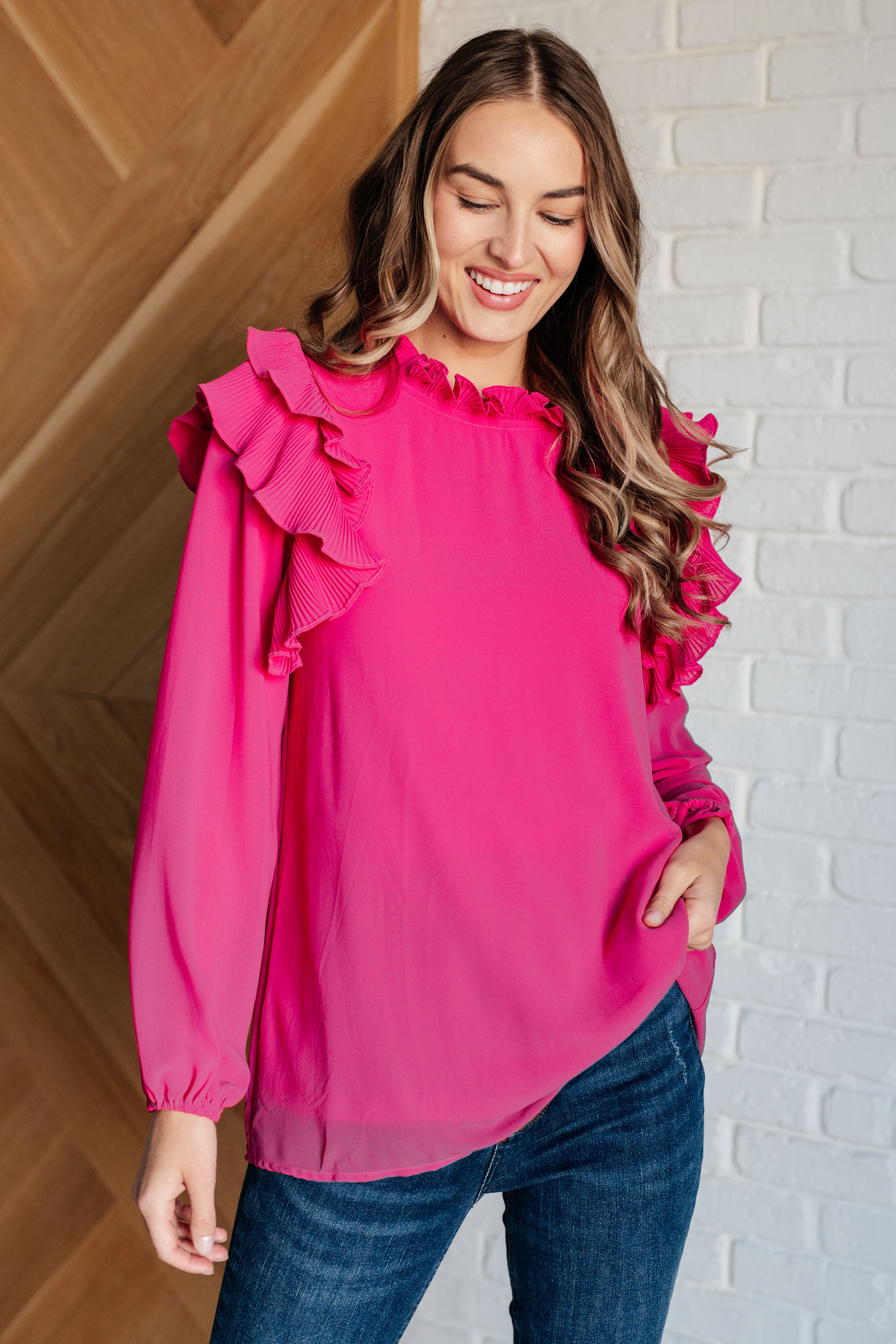 My Good Graces Ruffled Top - Women's Floral Ruffle Blouse for Casual & Party Wear | Perfect for Date Nights, Office & Special Occasions