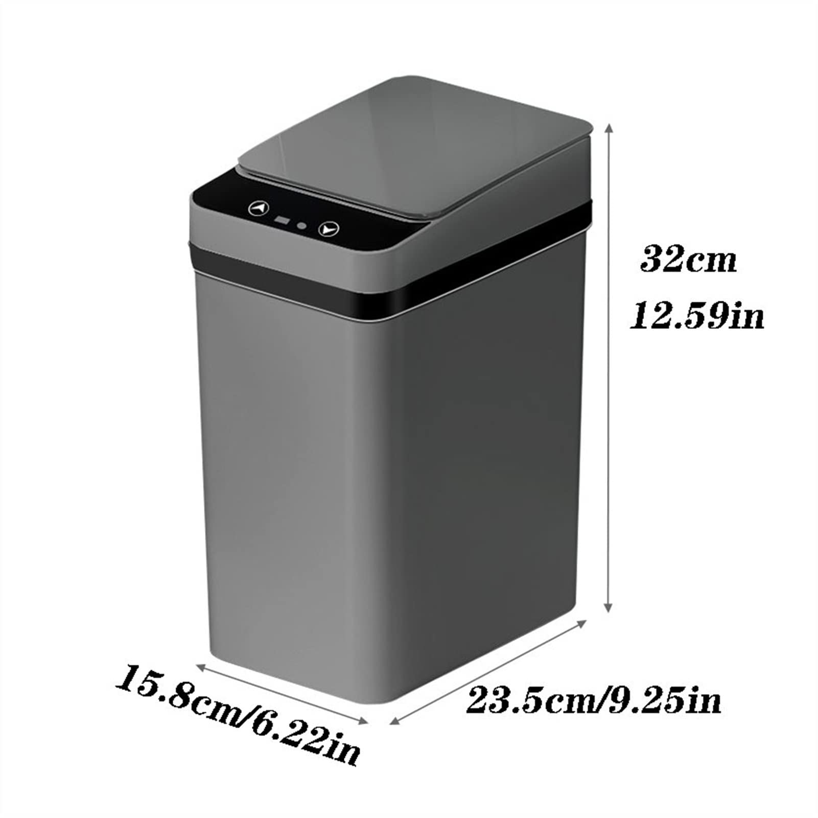 TOMYEUS Automatic Touchless Trash Can with Lid - Smart Sensor Garbage Bin for Kitchen & Bathroom, Waterproof & Odor-Proof, Hands-Free Waste Bin (Gray) - Perfect for Home, Office, and Commercial Spaces