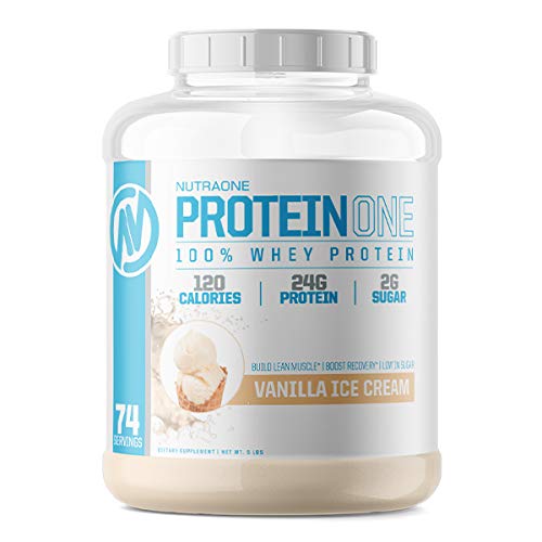 NutraOne ProteinOne Whey Protein Powder for Men & Women - Vanilla Ice Cream Flavor, 5 lbs | Muscle Recovery & Growth Supplement | Post-Workout, Breakfast & Healthy Snack Boost