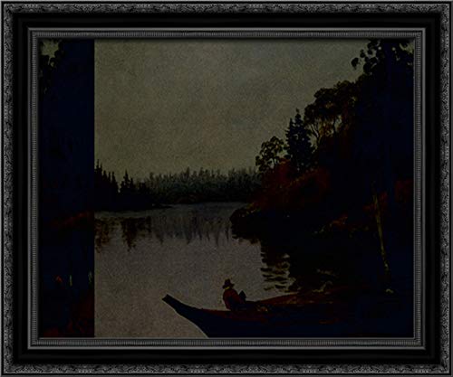 Albert Bierstadt Northwest Coast Fishing 24x20 Black Ornate Wood Framed Canvas Art - Perfect for Living Room, Office & Coastal Home Decor