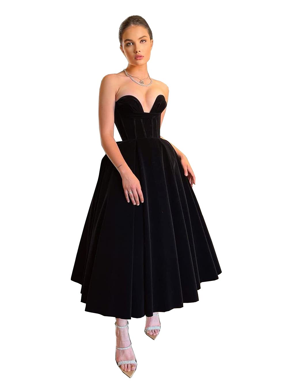 Elegant Women's Sweetheart Neckline Strapless Velvet Prom Dress for Homecoming & Evening Parties | Perfect for Formal Dances, Weddings & Special Occasions