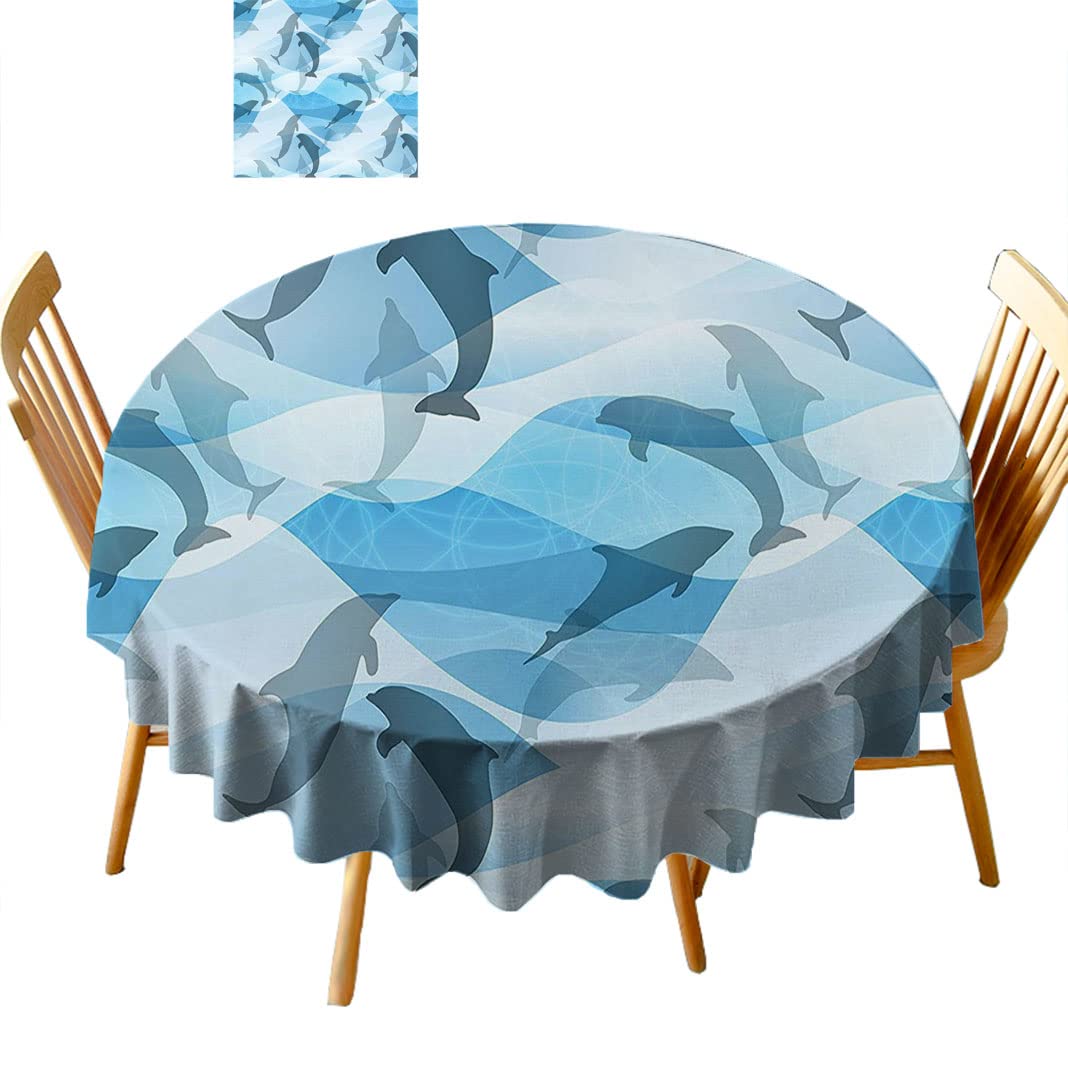 Premium Round Tablecloth 54 Inch - Washable Fabric Dining Table Cover for Restaurants, Parties & Home Decor - B52NL (White, Beige, Navy Blue)