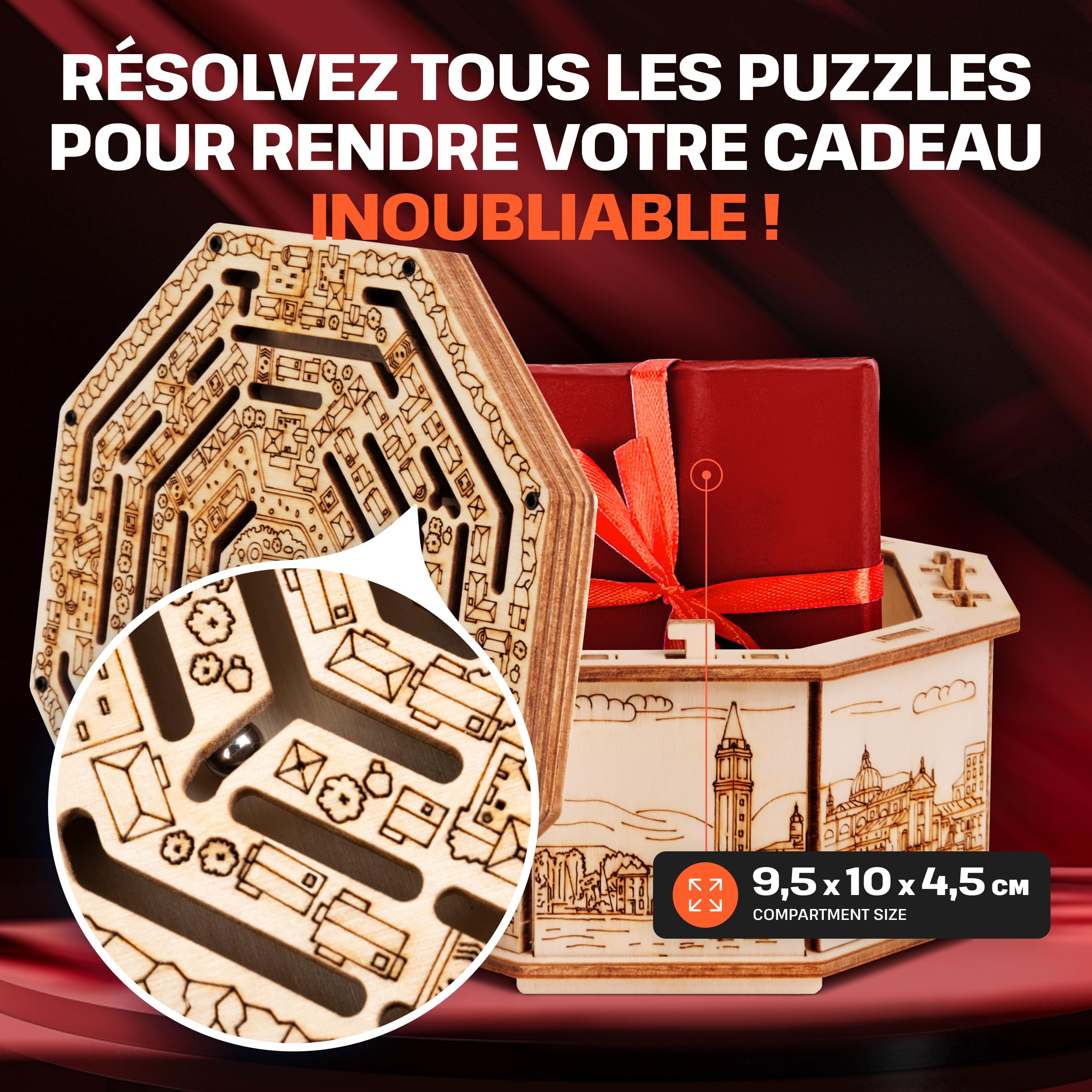 ESC WELT 3D Wooden Secret Maze Puzzle Box - Creative Gift Box for Teens & Adults - Brain Teaser & Logic Game - Perfect for Escape Rooms, Parties & Stress Relief