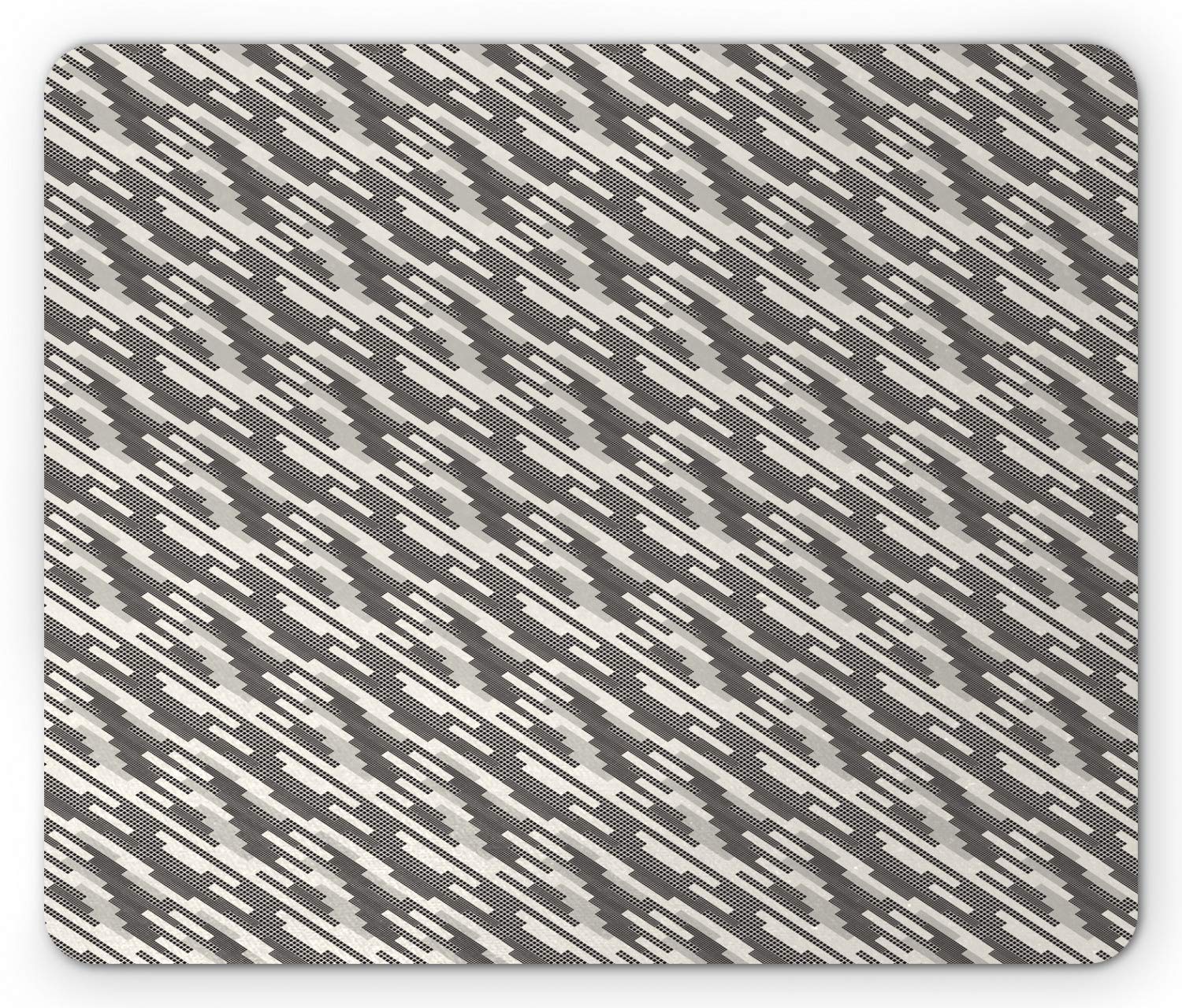 Ambesonne Abstract Mouse Pad - Modern Stripes & Checkered Squares Design, Non-Slip Rubber Base, Standard Size (Cream/Grey/Black) - Perfect for Office, Gaming & Home Computer Use