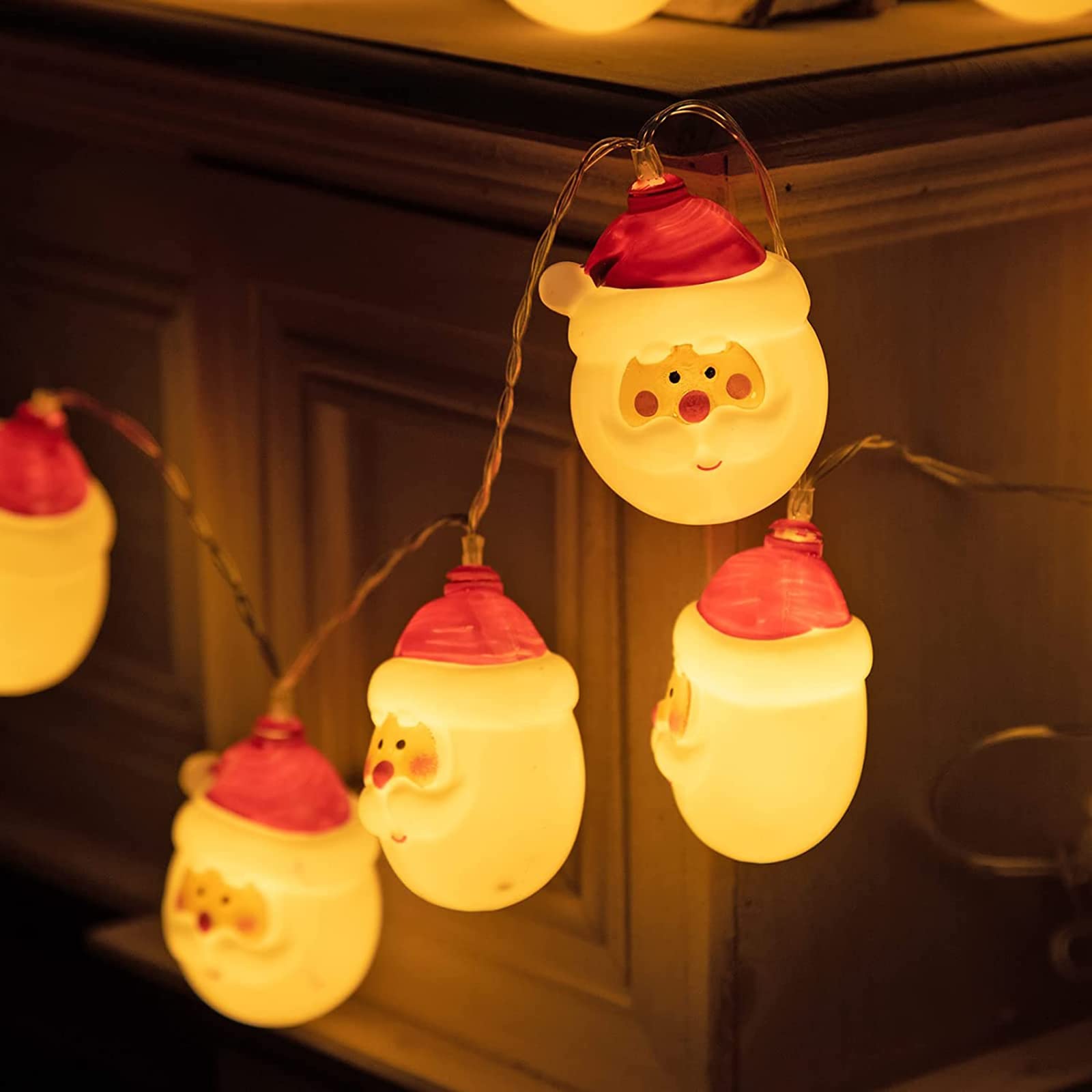 40 LED Santa String Lights - 19.7Ft Warm White Christmas Fairy Lights with 3 AA Battery Power (Batteries Not Included) | Perfect for Indoor Outdoor Christmas Decorations, Bedroom Wall, Garden Party & Holiday Lighting
