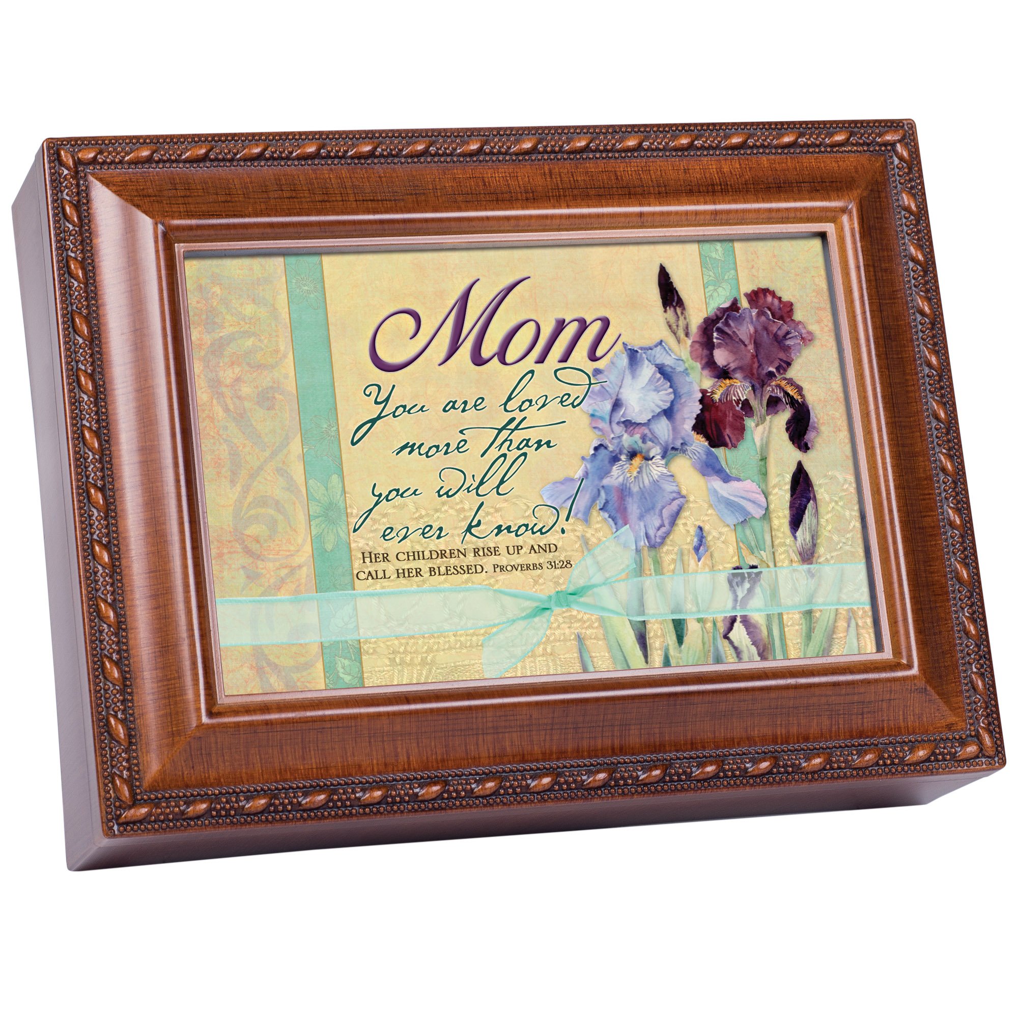 Vintage Cottage Garden Woodgrain Music Jewelry Box - Plays 'Amazing Grace' Hymn - Perfect for Home Decor, Gift Giving & Keepsake Storage