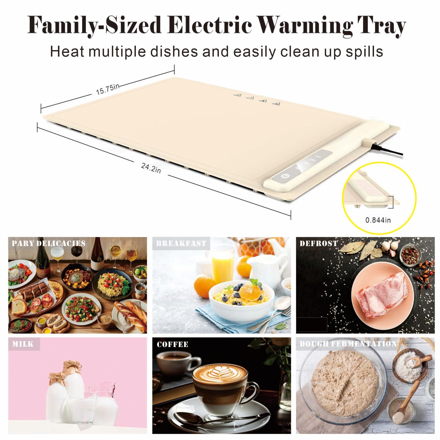 Electric Warming Tray with Adjustable Temperature - Portable Silicone Food Warmer Mat with 3 Heat Settings | Perfect for Buffets, Parties, Home Dining & Office Lunch Heating