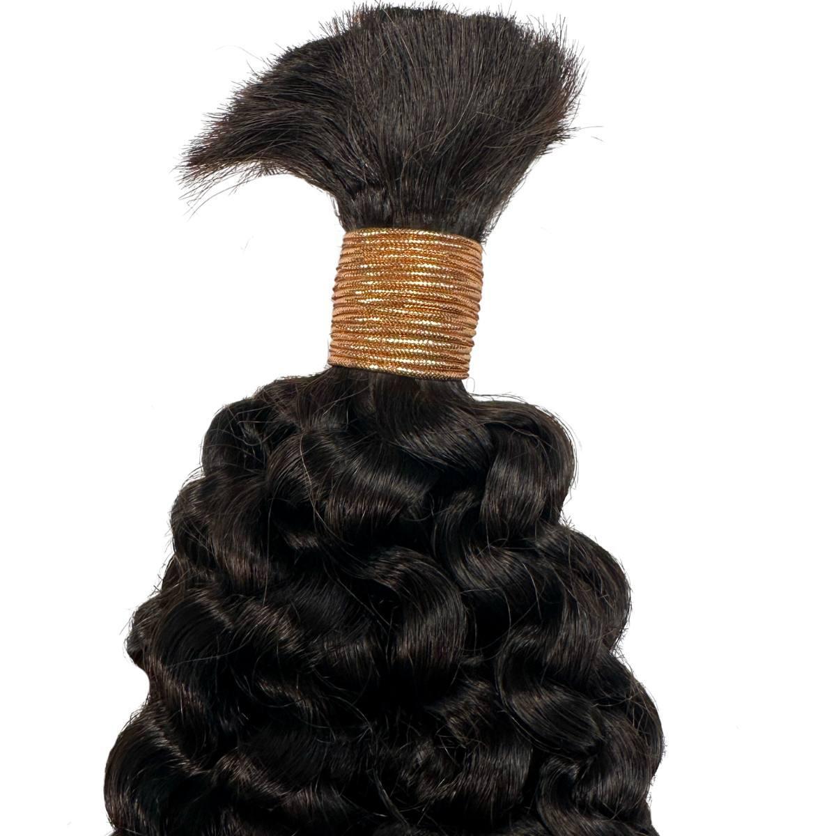 100% Human Hair Water Wave Bulk Braiding Hair for Natural Look - Perfect for Box Braids, Crochet Styles & Protective Hairstyles