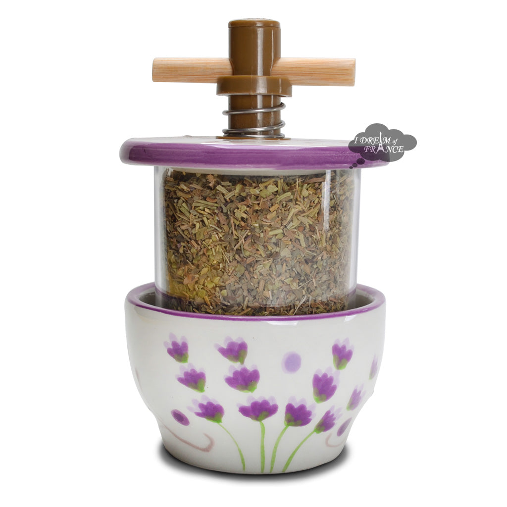 Premium Lavender Ceramic Pepper Mill with Herbes de Provence - French Style Spice Grinder for Kitchen, Dining Table & Gourmet Cooking | Bagno