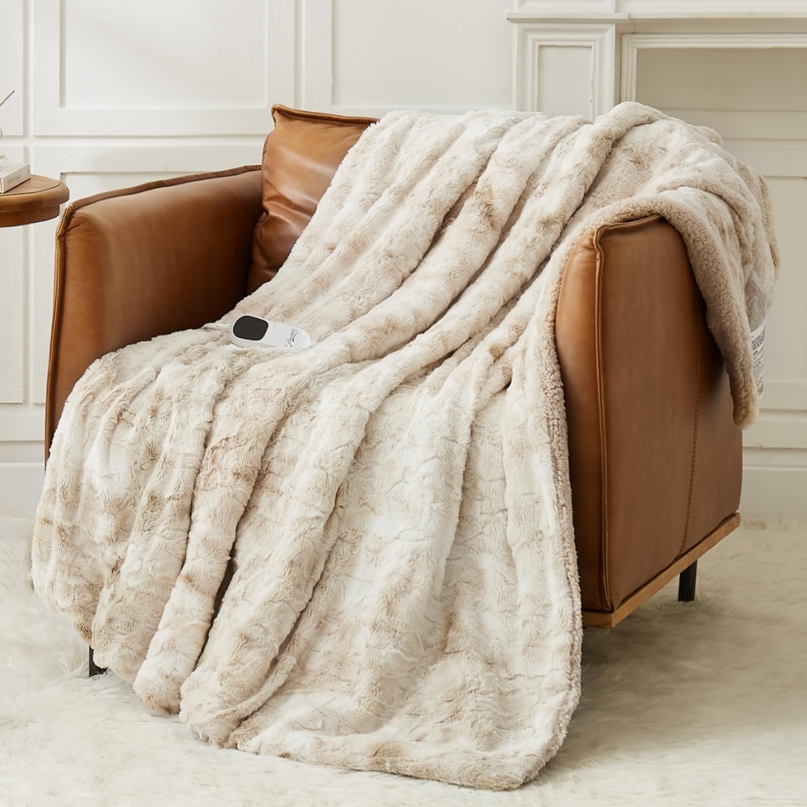 Homemate Electric Heated Blanket Twin Size (62x84 inches) - 5 Heat Settings & 10 Temperature Levels with Auto Shut-Off & Overheat Protection | ETL Certified Luxury Faux Fur Sherpa Heating Blanket | Perfect for Winter Nights, Bedroom Comfort & Cold Weather Relaxation