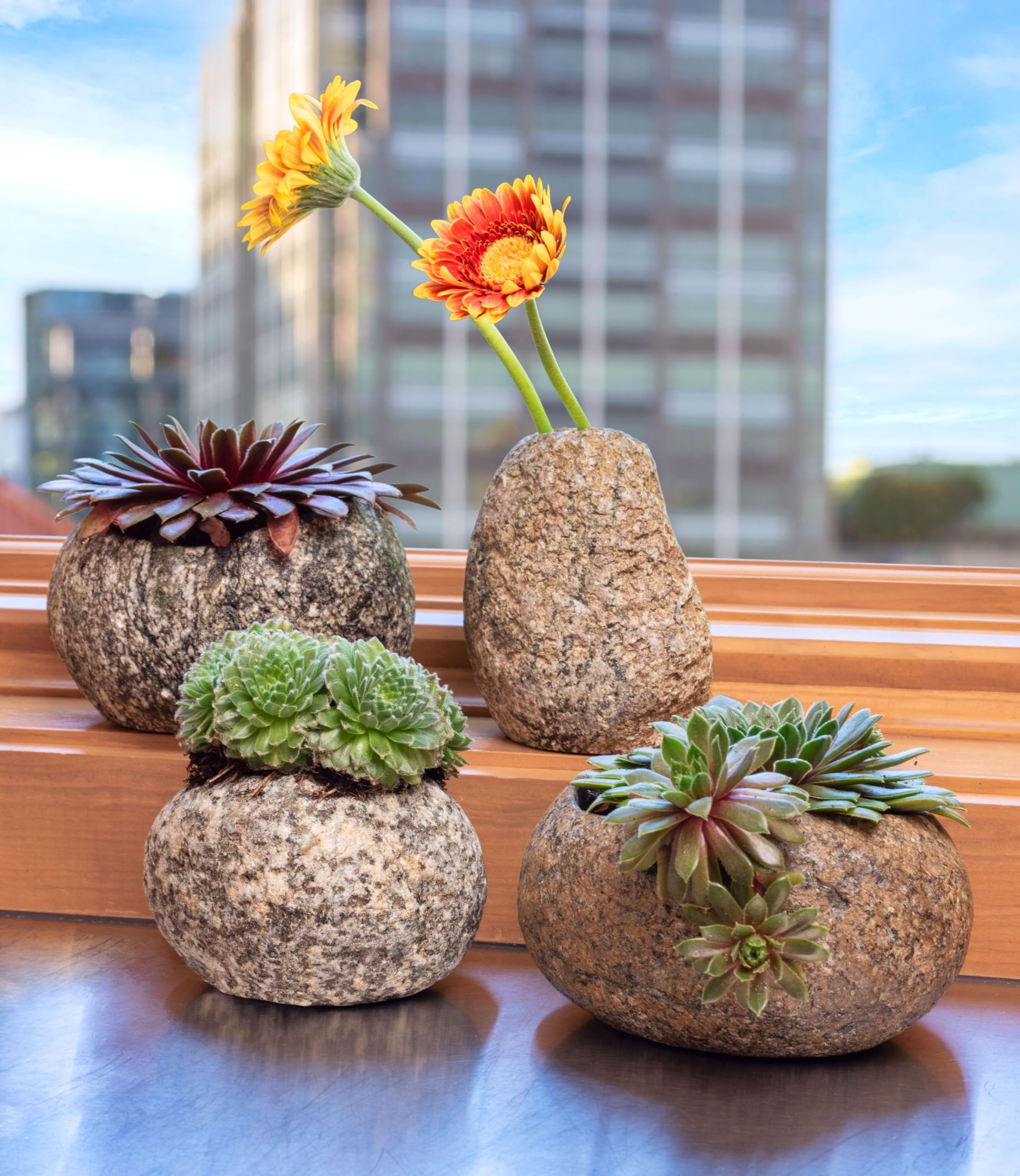Karma River Stone Vase - Handcrafted Ceramic Home Decor Vase for Living Room, Bedroom & Office | Zen Decor, Feng Shui Gift, Centerpiece for Modern Interior Design