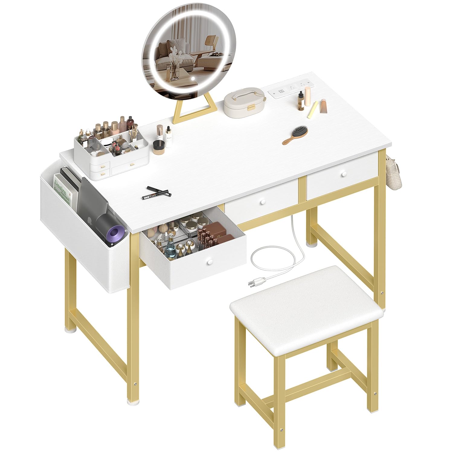 Girls Vanity Desk with Mirror & Lights - 40