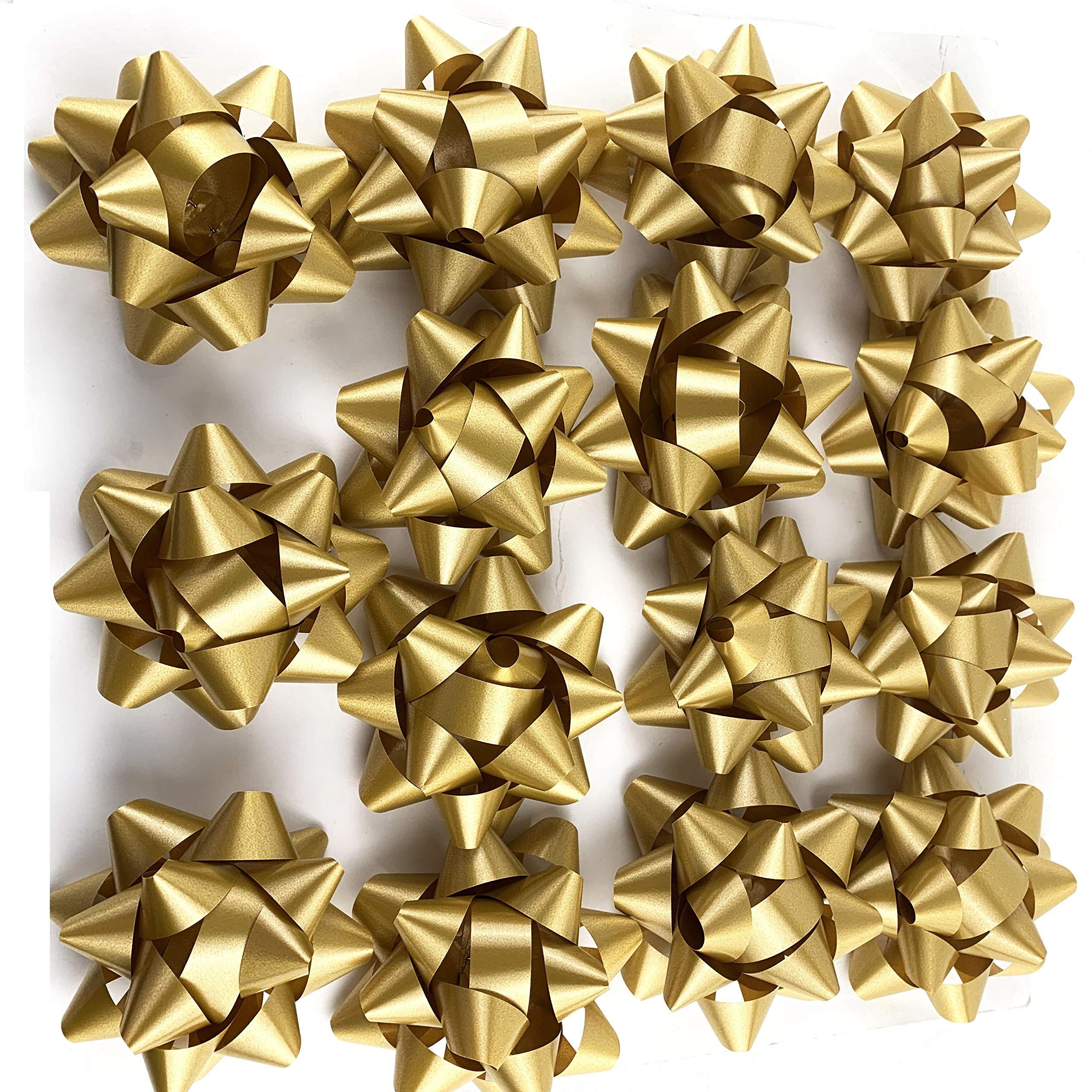 Gold Confetti Star Bows 15-Pack for Holiday Wrapping & Gifts