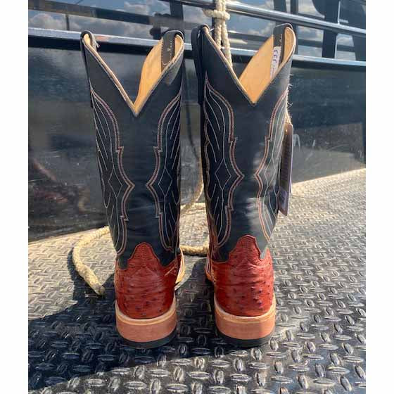 Anderson Bean Men's Almond Full Quill Ostrich Cowboy Boots - Western Style Leather Boots for Men - Perfect for Rodeo, Country Dancing & Casual Wear
