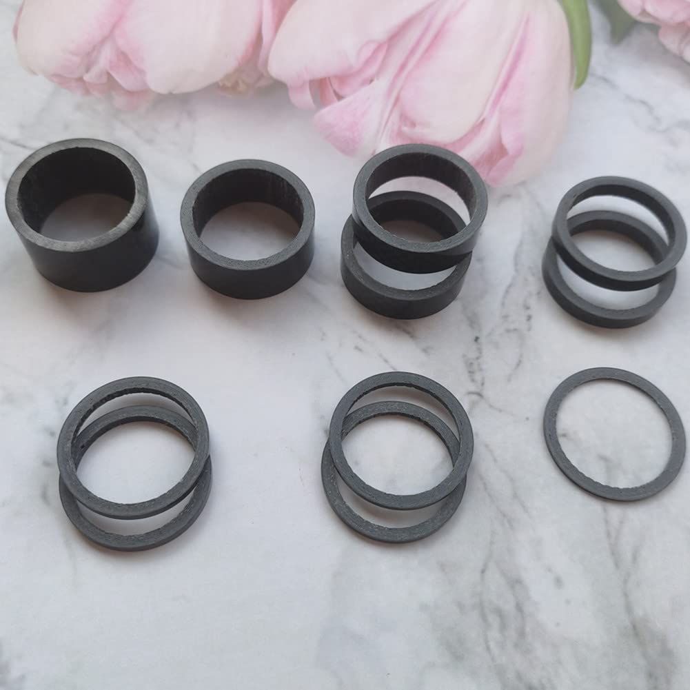 Jilukibo 11-Piece Carbon Fiber Bike Headset Spacer Kit - 28.8mm Bicycle Stem Spacers (20/15/10/5/3/2/1mm) for Mountain & Road Bikes - Lightweight Fork Washers for Cycling Upgrades & Maintenance