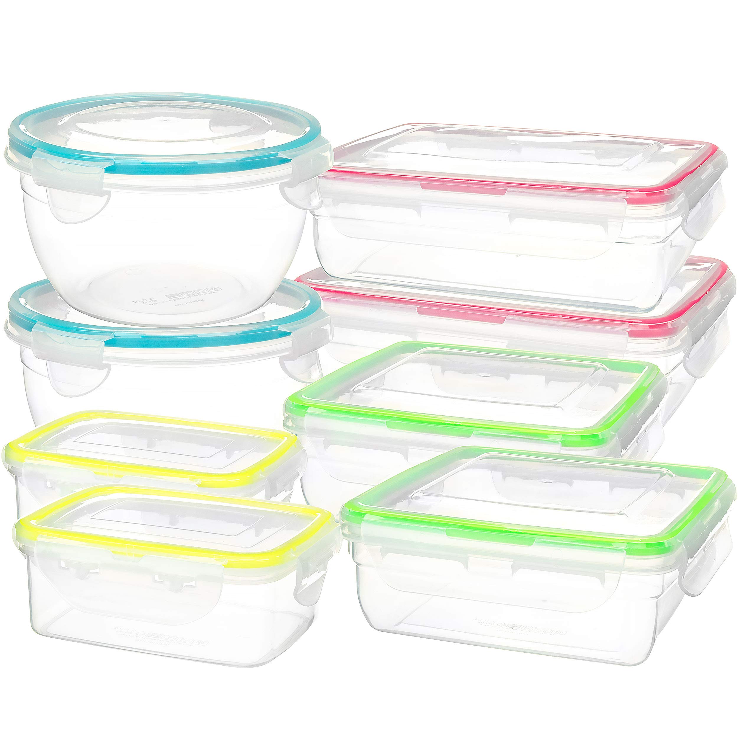 Southern Homewares 16-Piece Clip Lock Food Storage Container Set - Airtight Kitchen Organizers, Microwave & Dishwasher Safe BPA-Free Plastic - Perfect for Meal Prep, Leftovers & Pantry Organization