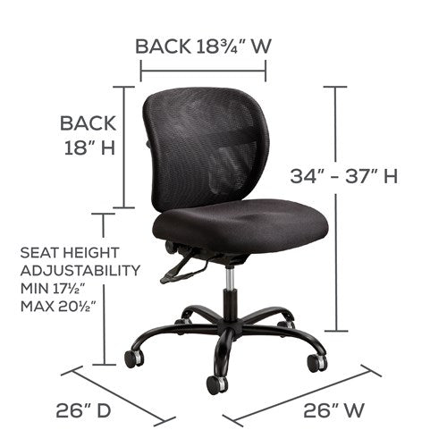 Safco Vue 24/7 Big and Tall 500 lb Capacity Heavy Duty Mesh Task Chair 3397 - Ergonomic Office Chair for Long Hours, Home & Commercial Use