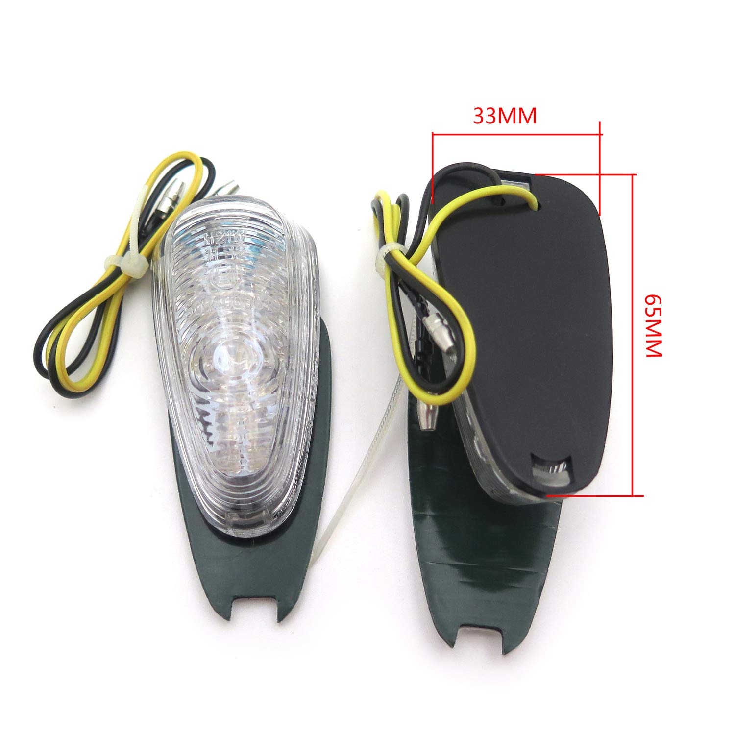 Universal LED Turn Signal Lights - Clear Flush Mount Motorcycle Blinkers for Harley, Honda, Kawasaki - Waterproof, Durable Bike Indicators for Night Riding & Safety Enhancement