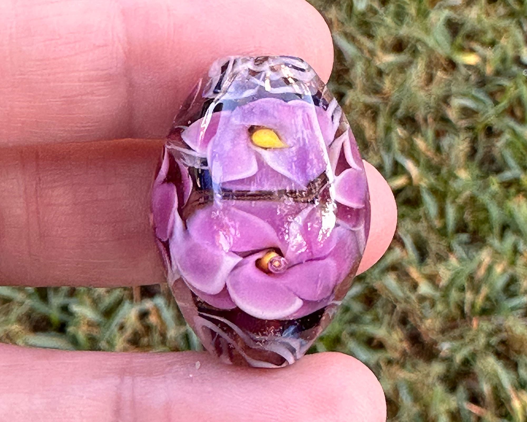 Pink Floral Shimmer Lampwork Glass Focal Bead for Jewelry Making - DIY Necklace, Bracelet & Earrings Design - Handmade Artisan Bead for Boho & Wedding Jewelry Crafting