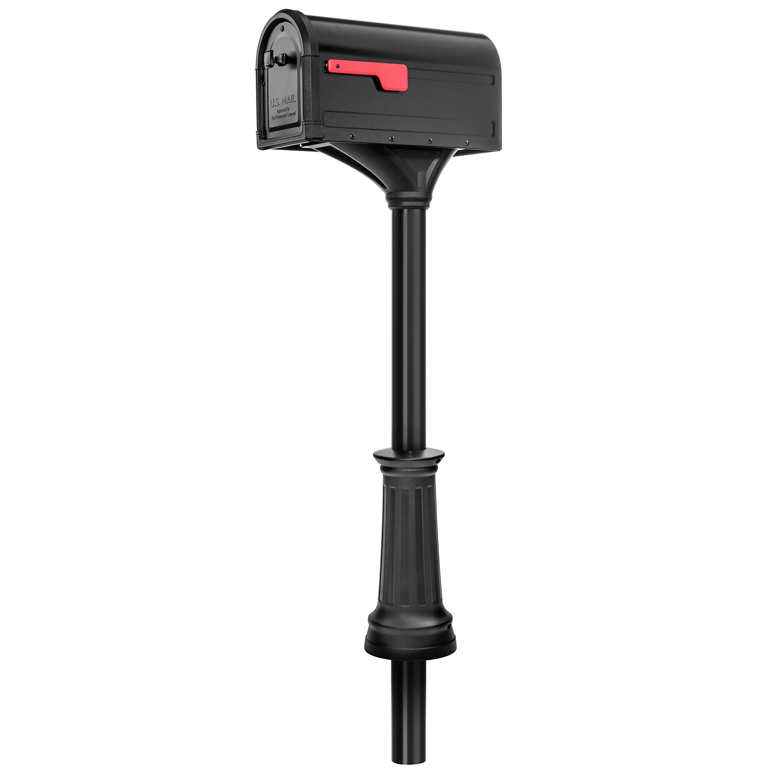 Roxbury Mount Mailbox and Premium Steel Post Combo - Medium Black Architectural Mailbox 7980B-10 | Durable Outdoor Mailbox for Homes, Offices & Apartments