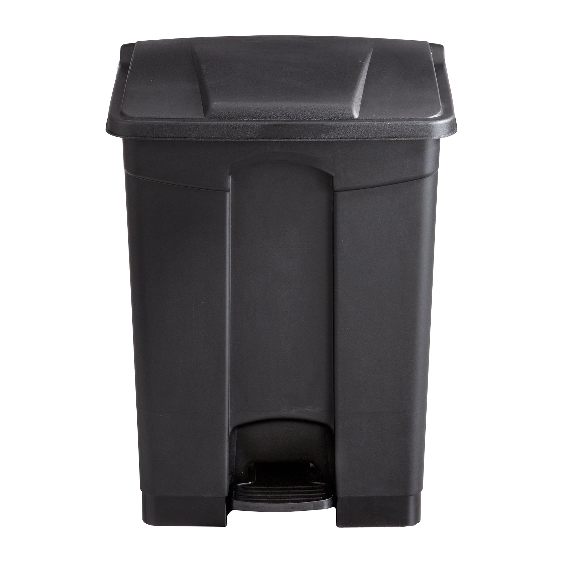 Safco 9922BL 17-Gallon Hands-Free Step-On Trash Can with Lid - Black Plastic Waste Bin for Kitchen, Office, Bathroom & Home Use