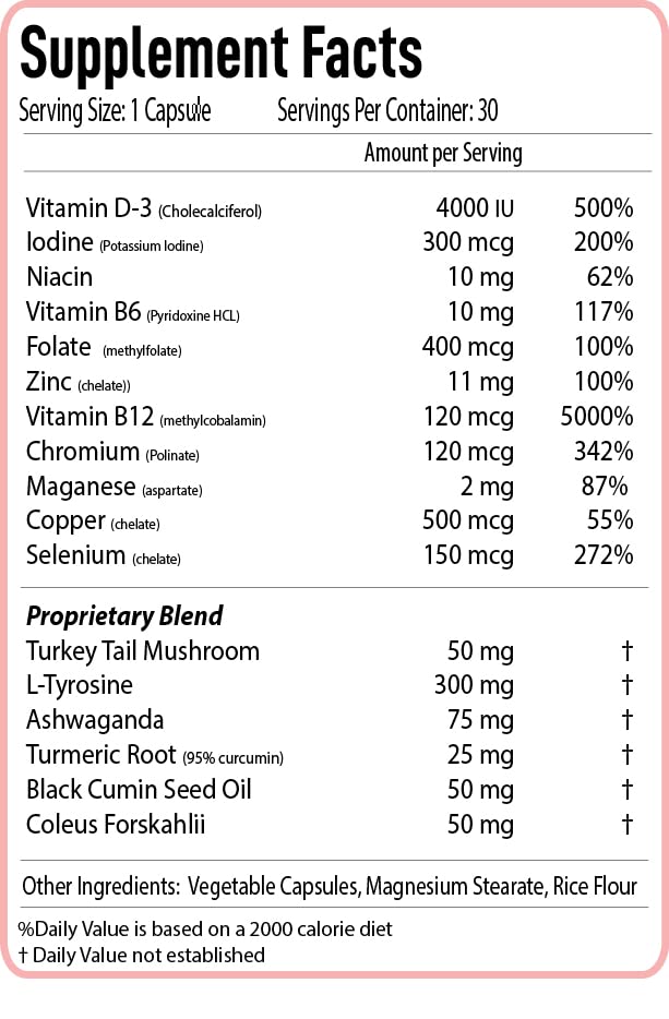 HashiAid - Thyroid Support Supplement for Hypothyroidism & Hashimoto's Disease - Boost Energy, Balance Hormones & Reduce Fatigue with Turmeric, Iodine, Zinc & Selenium - Natural Wellness for Women & Men - Ideal for Daily Thyroid Health & Immune Support