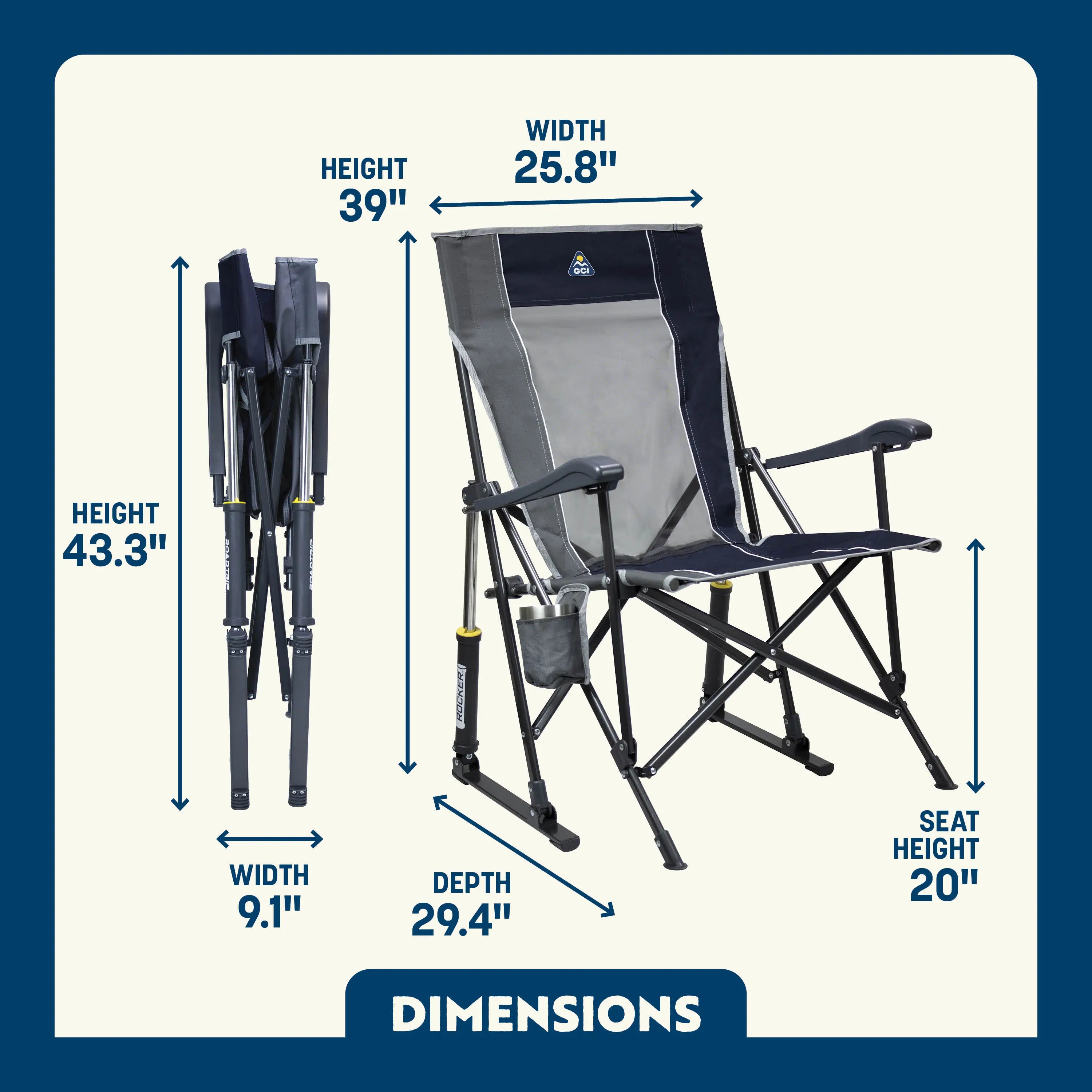 RoadTrip Rocker™ - Portable Folding Rocking Chair for Camping, Beach, Travel & Outdoor Adventures | Lightweight & Compact Design for Easy Transport