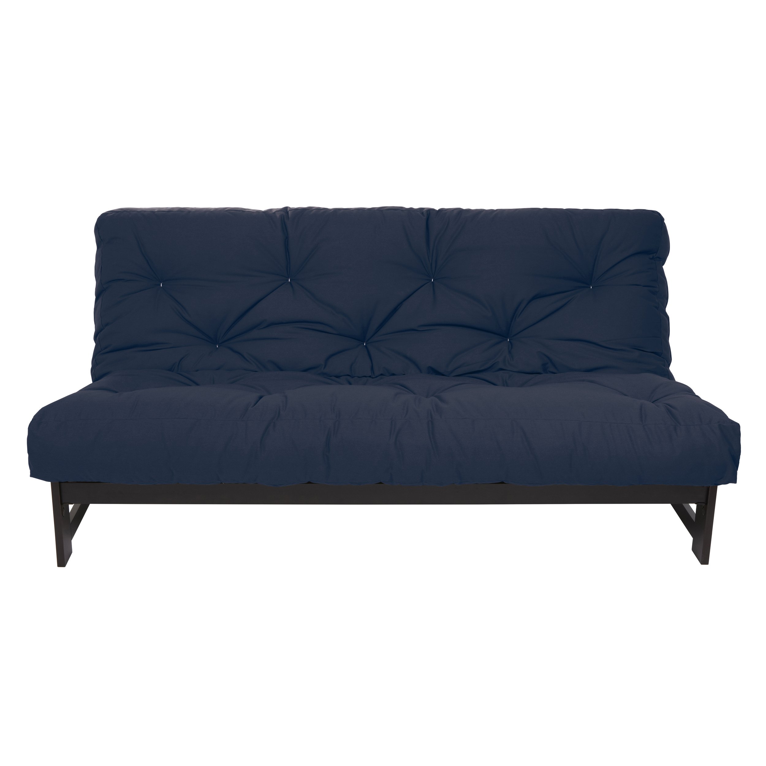 Mozaic Queen Size 6-inch Cotton Twill Futon Mattress in Navy Blue | Comfortable & Durable Sofa Bed Mattress for Guest Room, Dorm, or Small Space