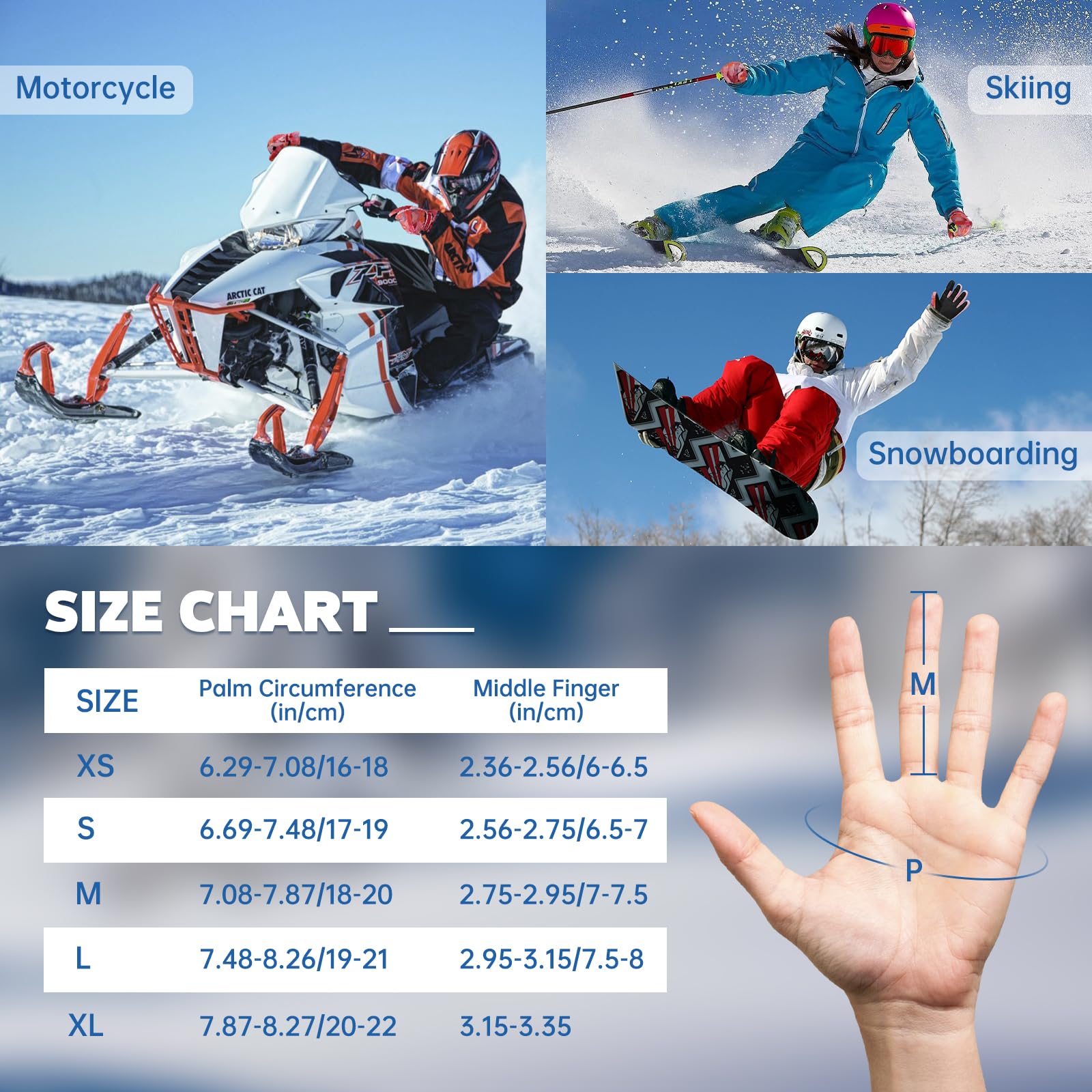 Waterproof Touchscreen Ski Gloves for Men Women & Kids - Warm Winter Snow Gloves for Cold Weather, Thermal Snowboarding Gloves - Perfect for Skiing, Snowboarding & Outdoor Winter Activities