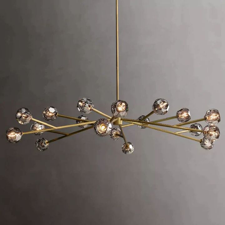 Crystal Ball Glass Round Chandelier - 72 Inch Modern Ceiling Light Fixture for Dining Room, Living Room, Bedroom, and Entryway