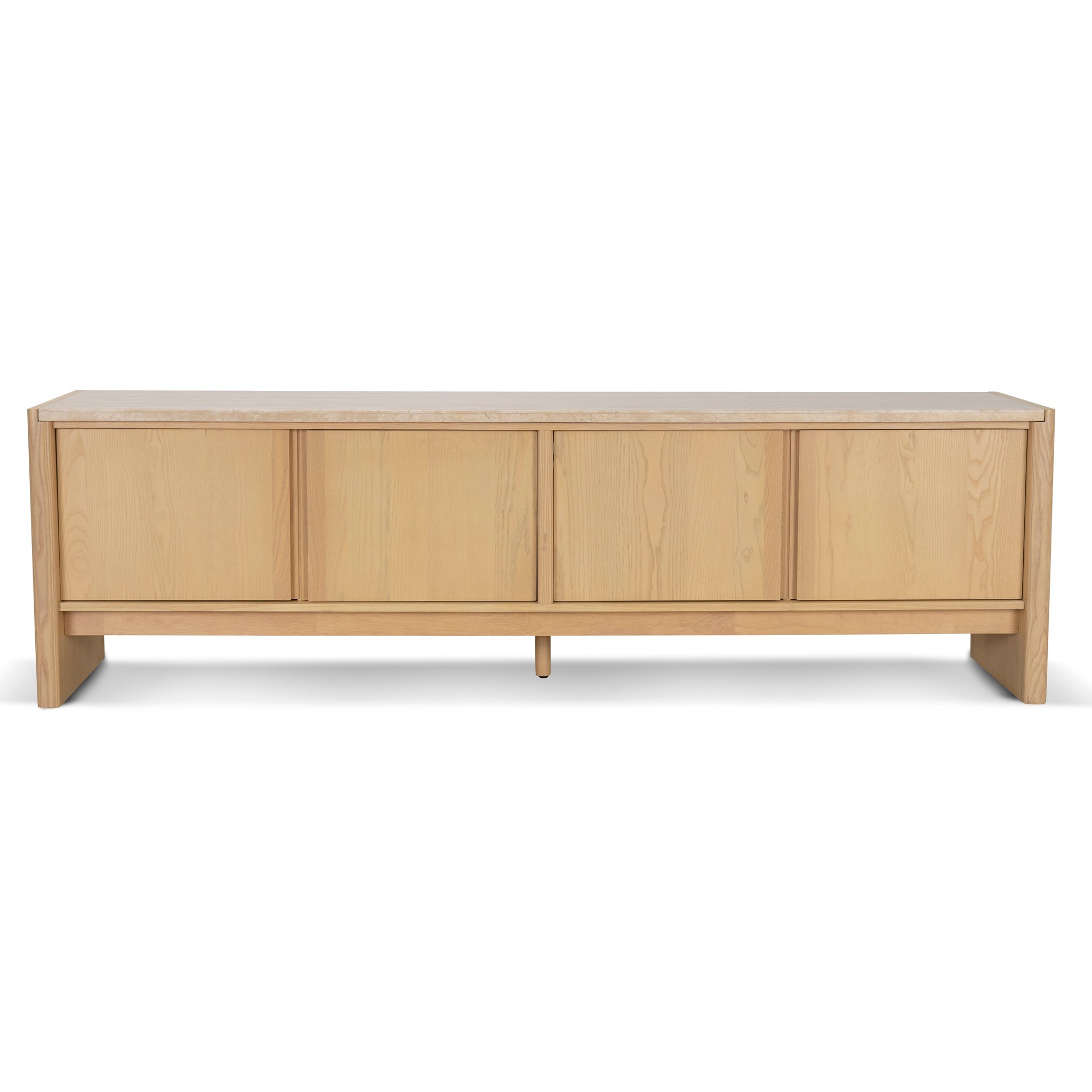 2.1m Travertine Top TV Entertainment Unit in Creme Ash - Stylish Media Console for Living Room, Home Theater & Modern Decor