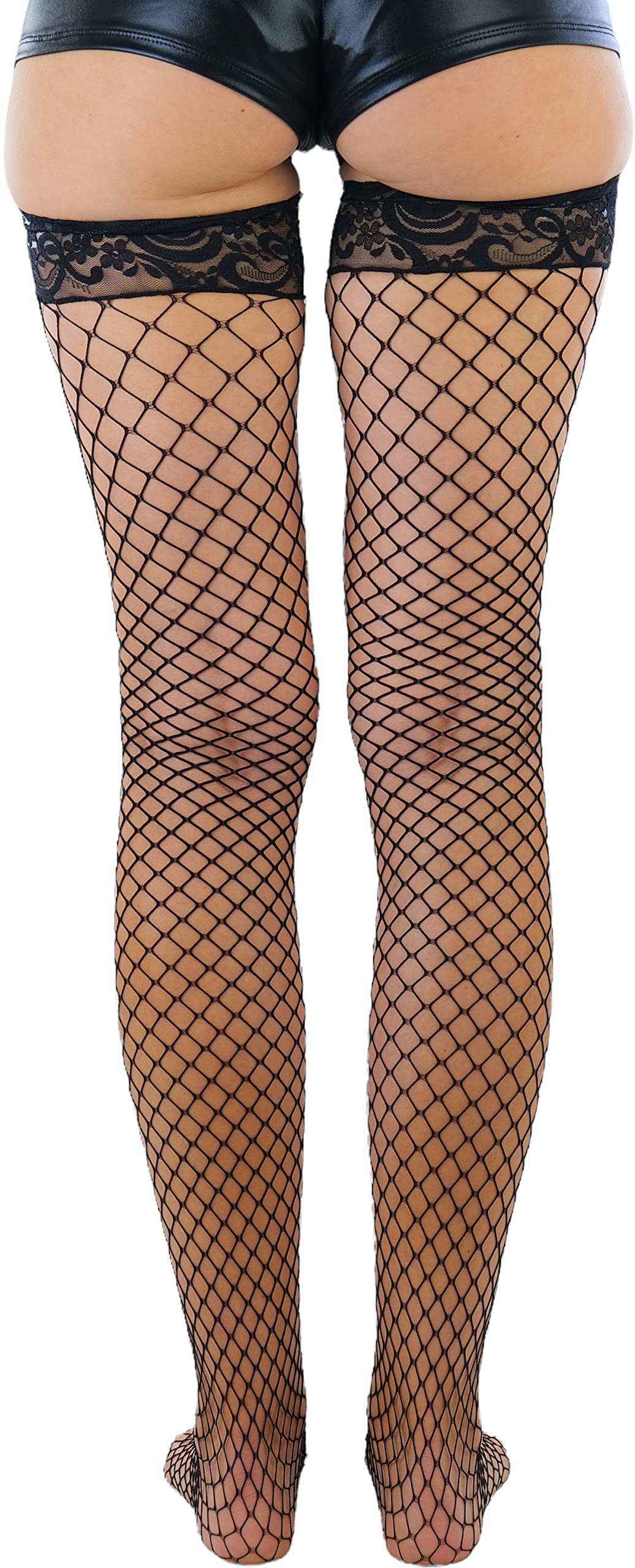 ToBeInStyle Women's Fishnet Thigh High Stockings - Sexy Sheer Bright & Vibrant Tights for Cosplay, Halloween, Party & Night Out