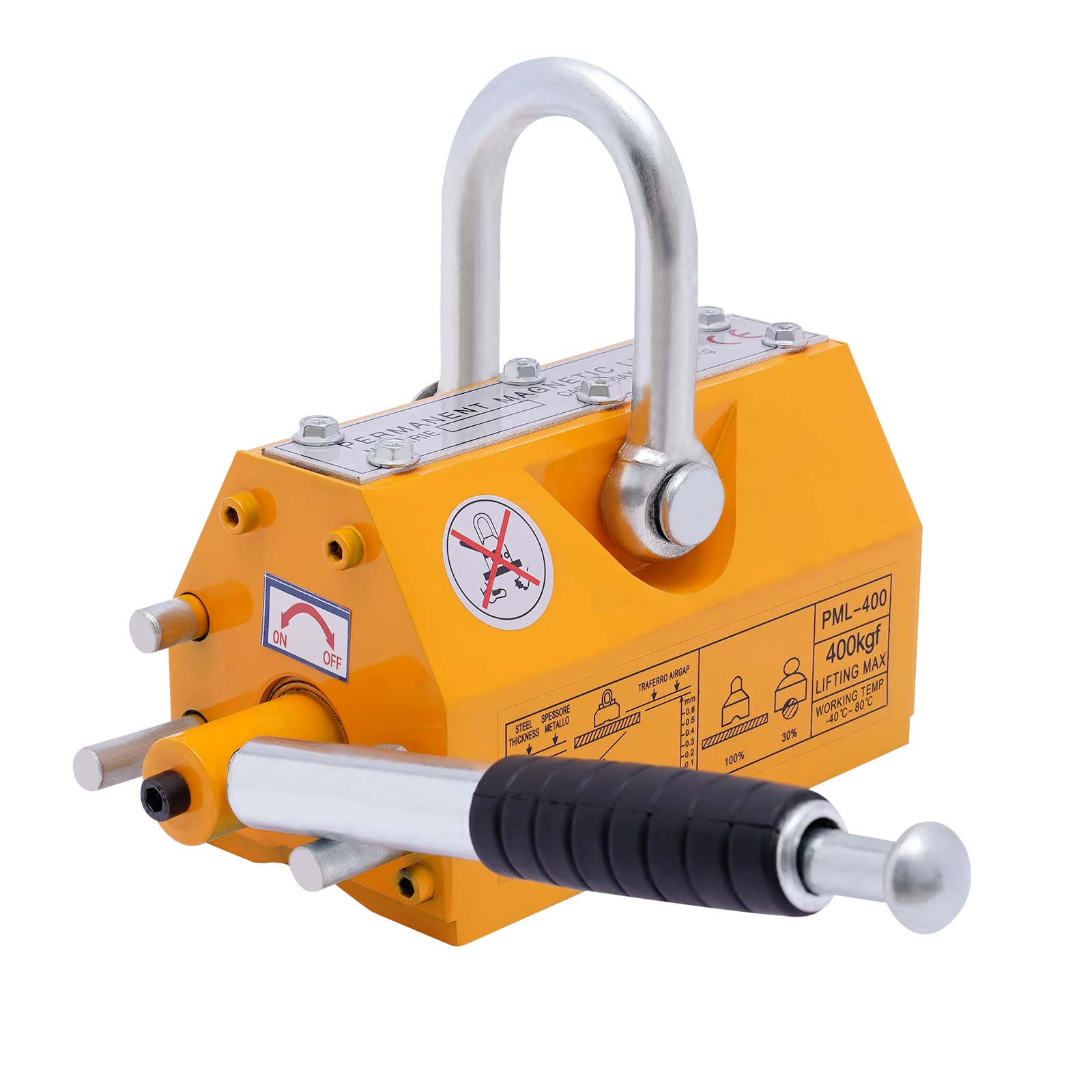 400kg/880lb Heavy Duty Magnetic Lifter - Permanent Steel Lifting Magnet with Handle for Shop Cranes, Metal Scrap Handling & Industrial Material Movement (880lbs Capacity) - Ideal for Warehouses, Construction Sites & Automotive Workshops