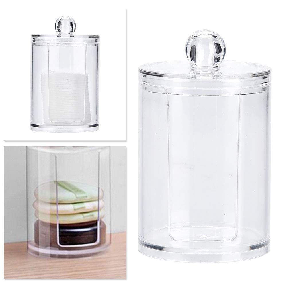 Clear Acrylic Makeup Organizer Box - Round Multifunctional Storage for Cotton Pads, Swabs & Cosmetics | Perfect for Vanity, Bathroom & Travel Organization