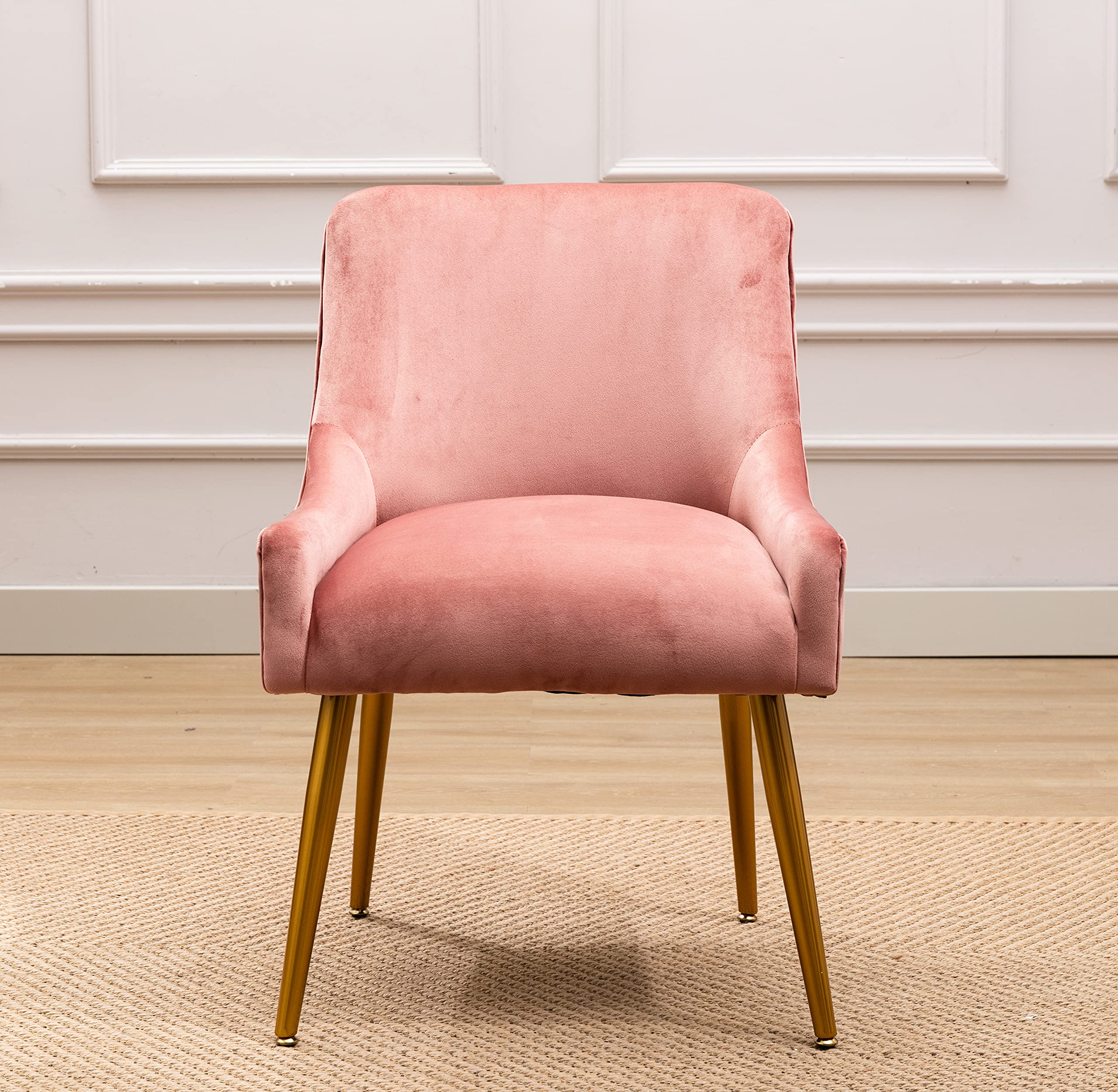 Modern Velvet Accent Chair with Metal Legs - Upholstered Armchair for Living Room, Bedroom, Office & Study | Comfortable Club Chair for Dining & Leisure | Rosewood & Velvet Fabric (Perfect for Reading Nook, Home Decor & Small Spaces)