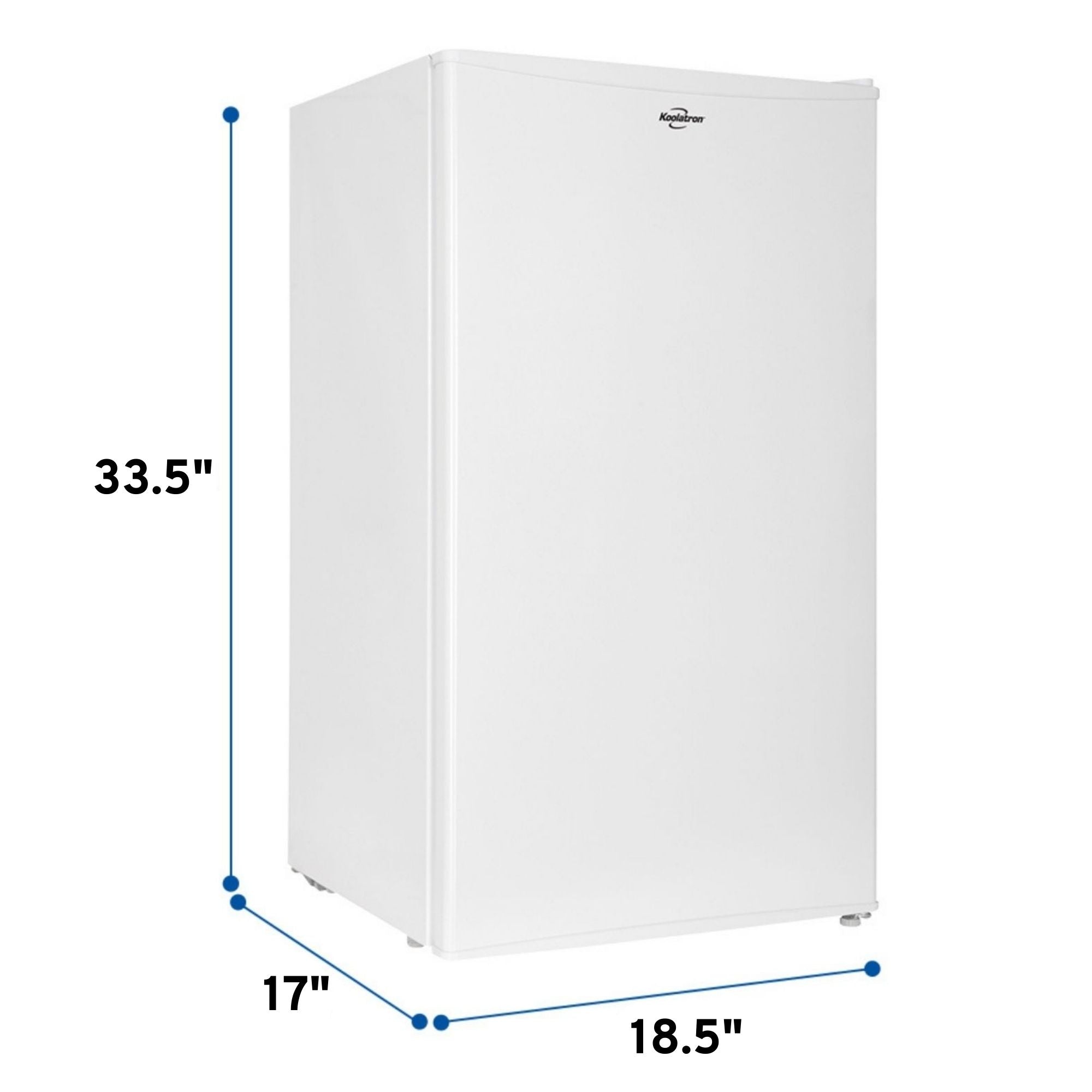 Koolatron 3.2 cu ft Compact Refrigerator with Freezer - 91L White Mini Fridge, Space Saving Flat Back Design, Reversible Door, Full Width Freezer - Perfect for Snacks, Beverages, Beer in Dorm, Office, Home Bar, or Recreation Room