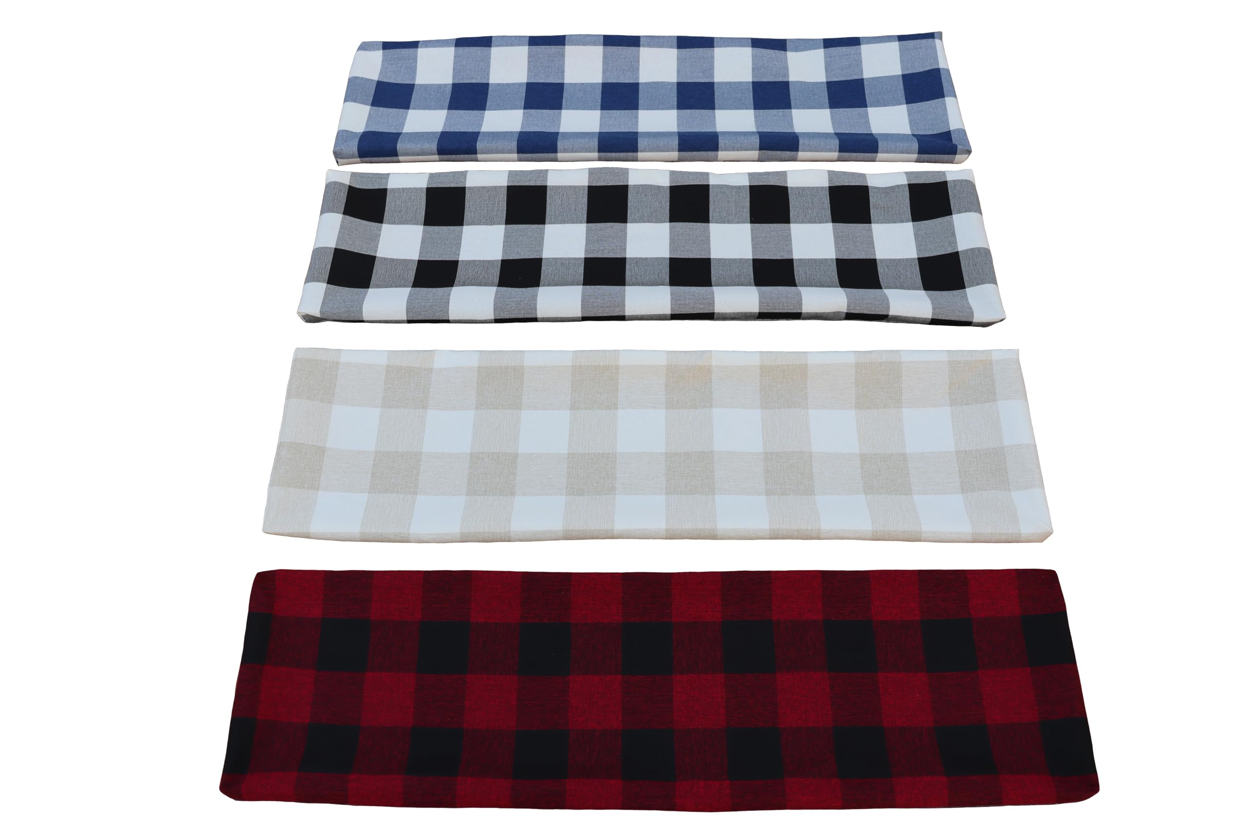 Custom Size Bench Cushion Covers - Checkered Gingham Plaid Pattern Replacement Covers for Indoor/Outdoor Patio Furniture - 14+ Color Options - Perfect for Dining Chairs, Garden Benches & Deck Seating