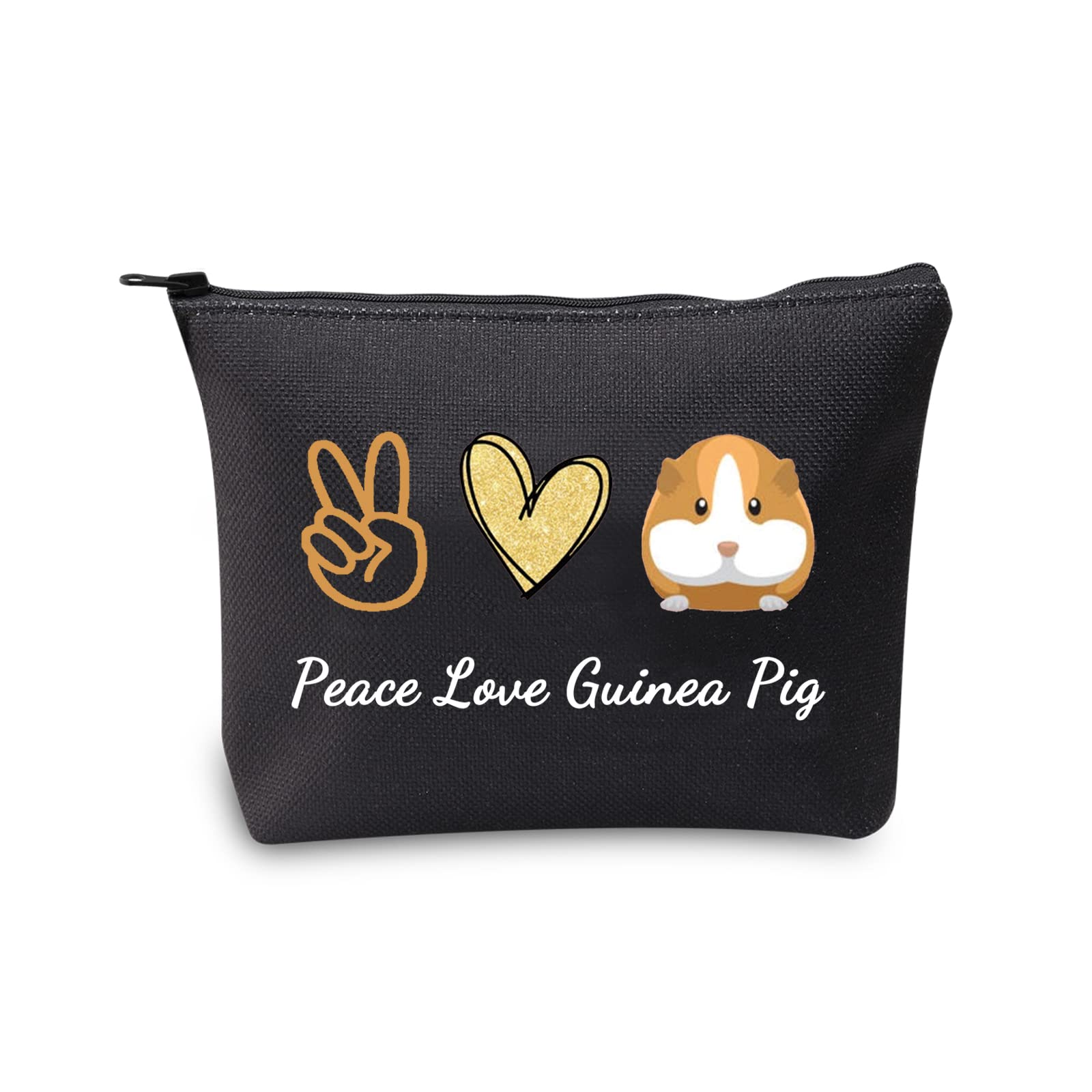 Guinea Pig Makeup Bag with Zipper - Cute Cavy Themed Cosmetic Pouch for Guinea Pig Lovers | Perfect Gift for Pet Owners, Travel & Daily Makeup Storage (Black)