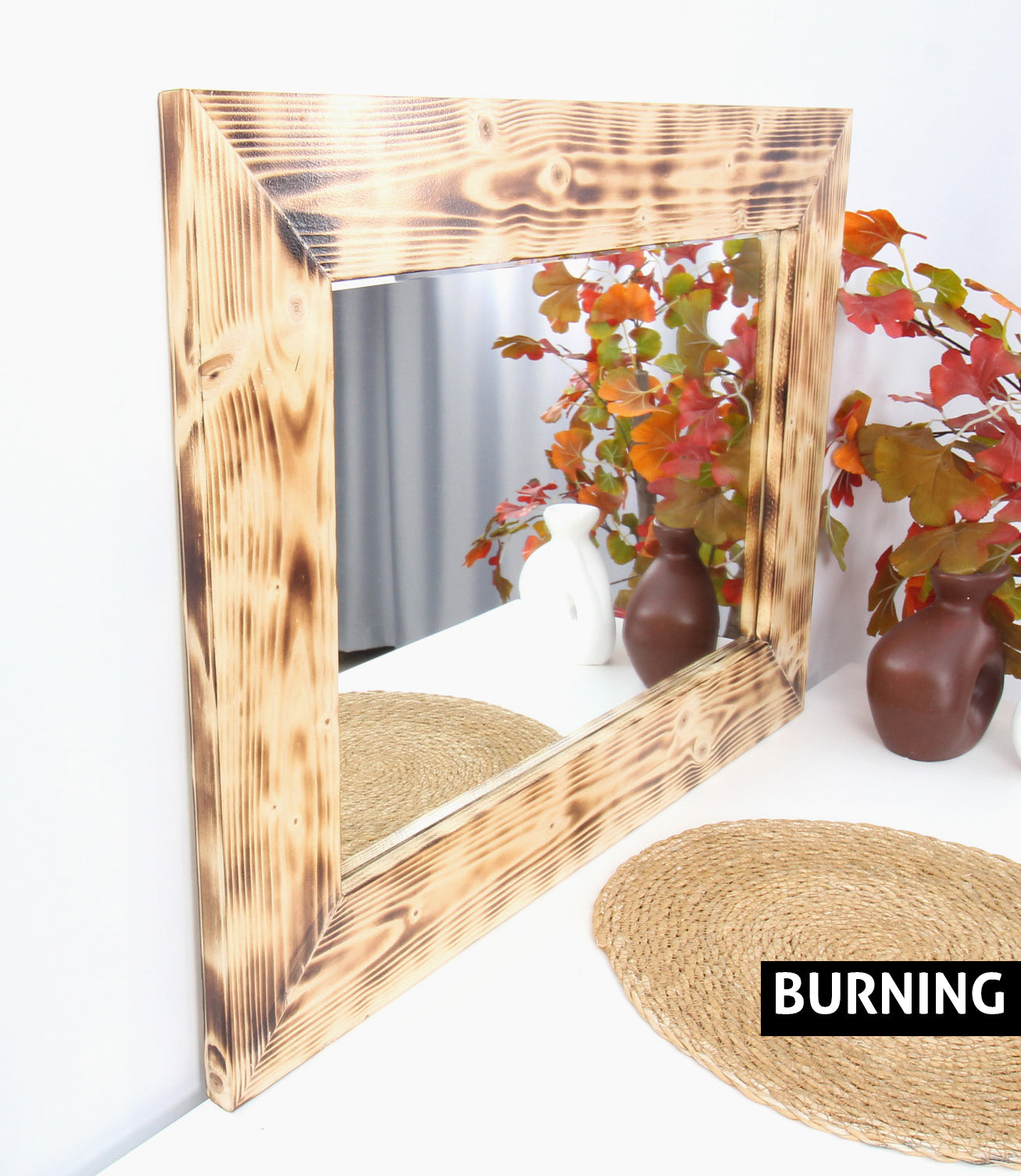 Stylish Black Wooden Wall Mirror - Elegant Home Decor for Living Room, Bedroom & Entryway - Perfect for Adding Depth & Style to Any Space